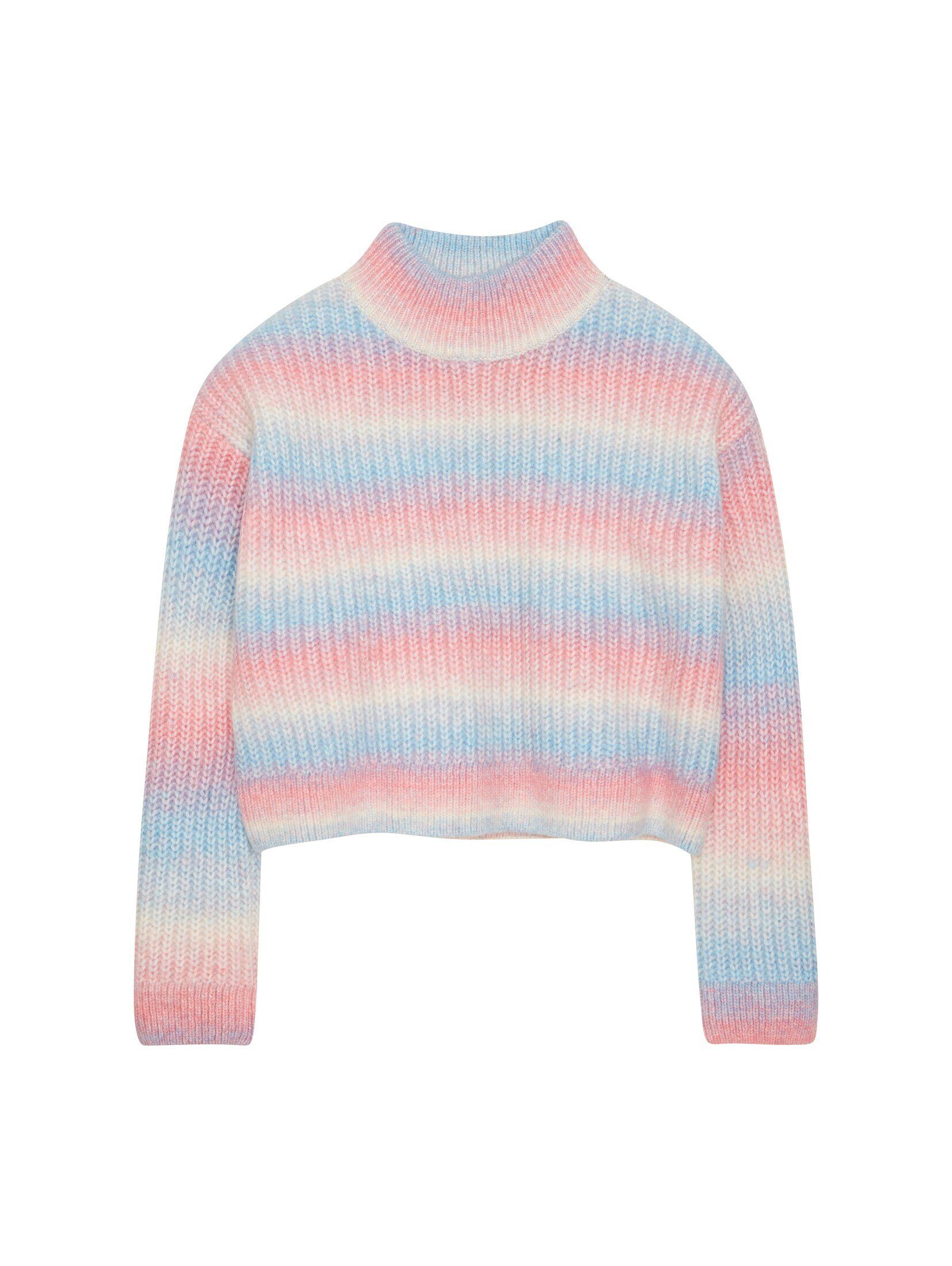 TOM TAILOR Strickpullover Cropped Pullover blue pink gradient design