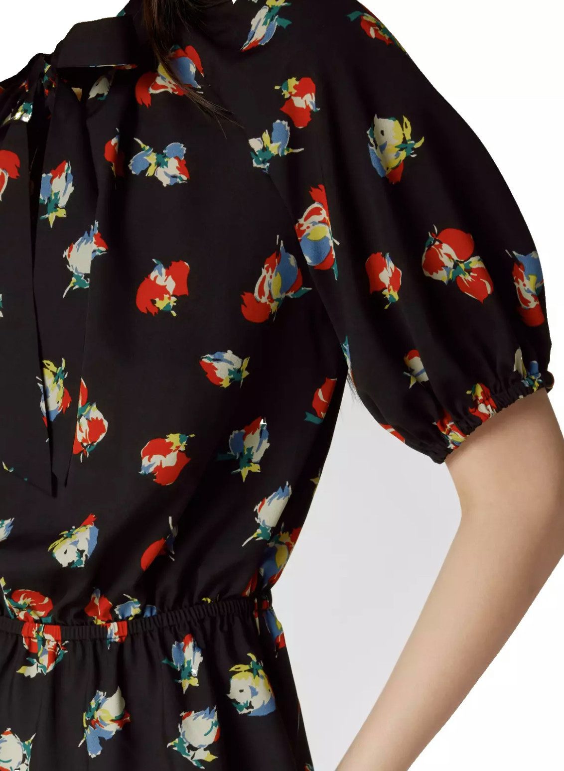 Lauren Ralph Lauren Blusentop Bluse hemd mit Binde-Detail und Blumenmuster Floral gerafften Bündchen, elastischer Tailleneinsatz