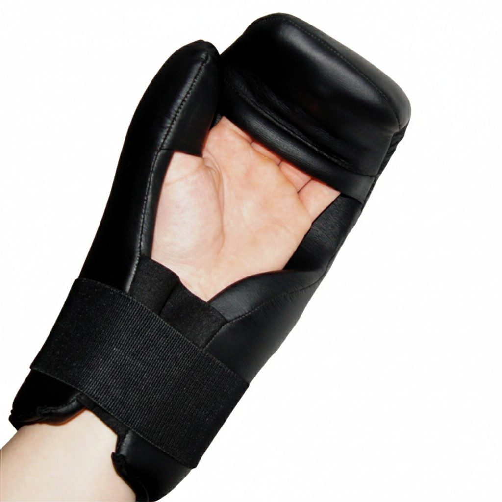 BAY-Sports Boxhandschuhe Light Open Hands Pointfighting Semikontakt Handschuhe Kickboxen Safety (Paar, Verdeckte Finger), Klassische Pointfighter Handschützer mit offener Innenhand