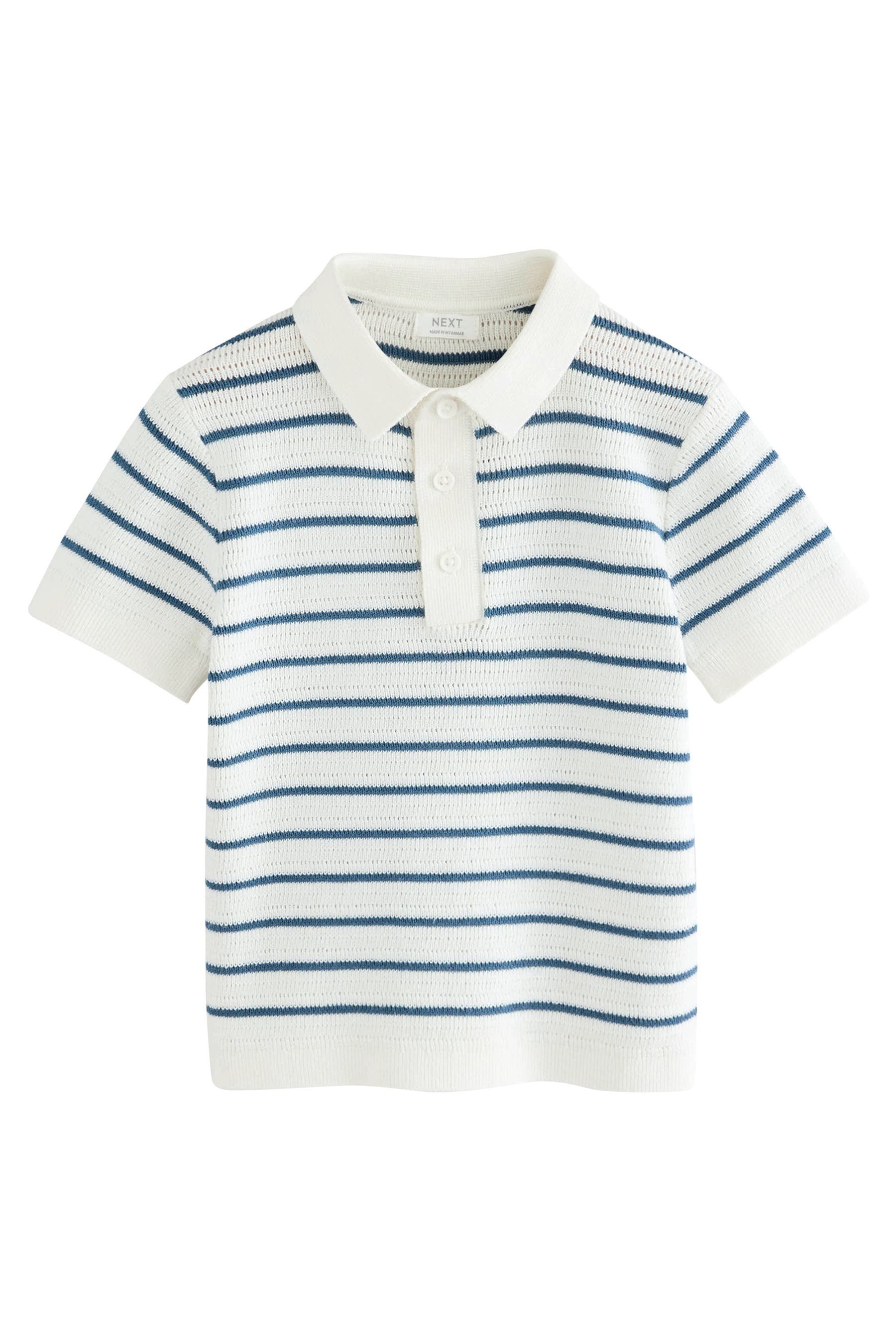 Next Polokragenpullover Strick-Poloshirt mit Knopfdetail 100 % Baumwolle (1-tlg)