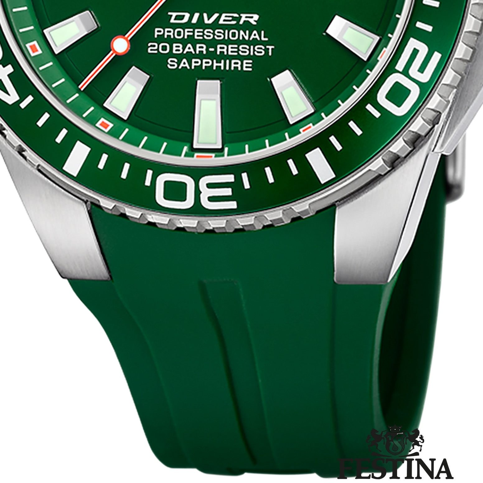 Festina Quarzuhr Festina Herrenuhr Kautschuk grün Festina, (Analoguhr), Herren Armbanduhr rund, Kautschukarmband grün, Casual