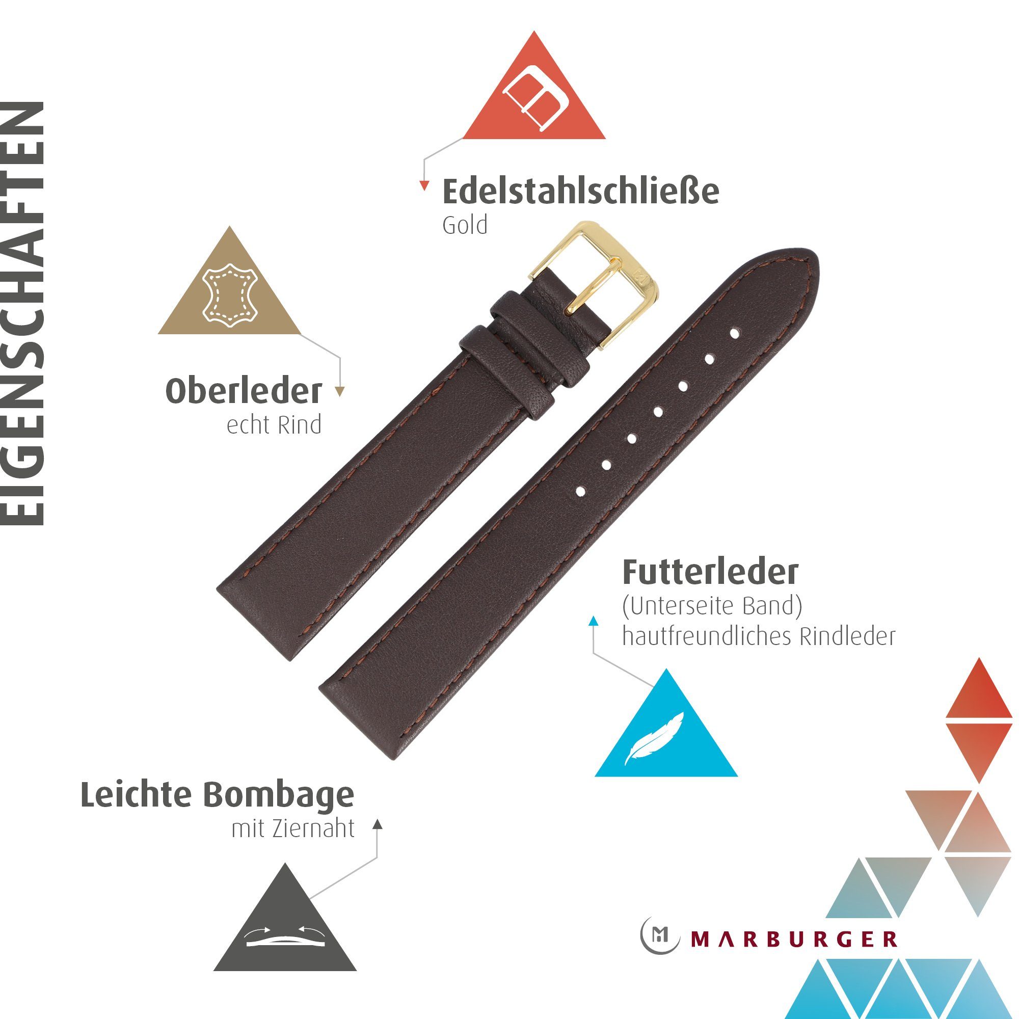 MARBURGER Uhrenarmband 18mm Leder günstig online kaufen
