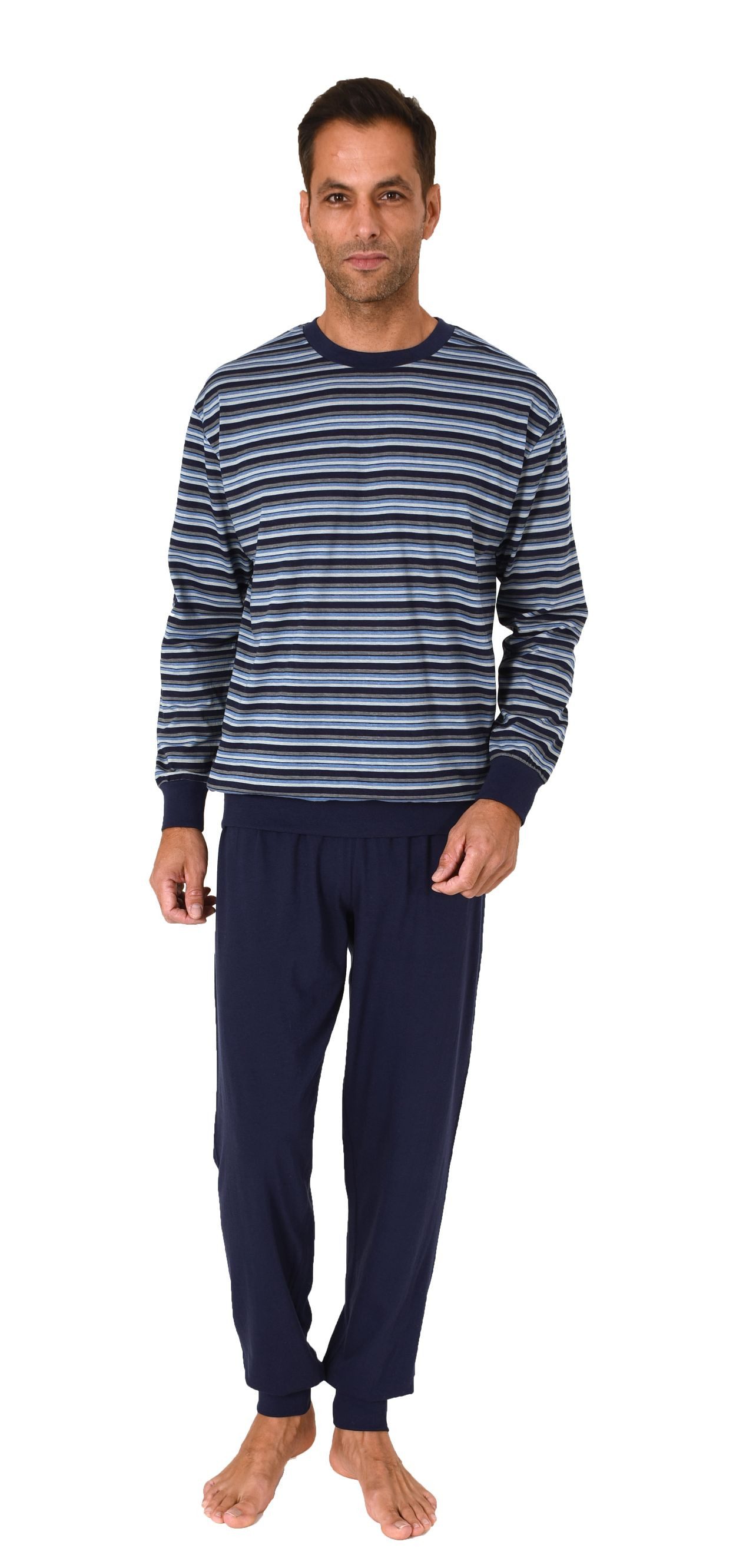 Normann Pyjama Normann Herren Schlafanzug langarm mit Bündchen in Streifeno günstig online kaufen