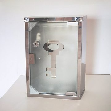 Natsen Schlüsselkasten, Schlüsselbox Edelstahl Abschließbare Glastür 18 Haken Silber