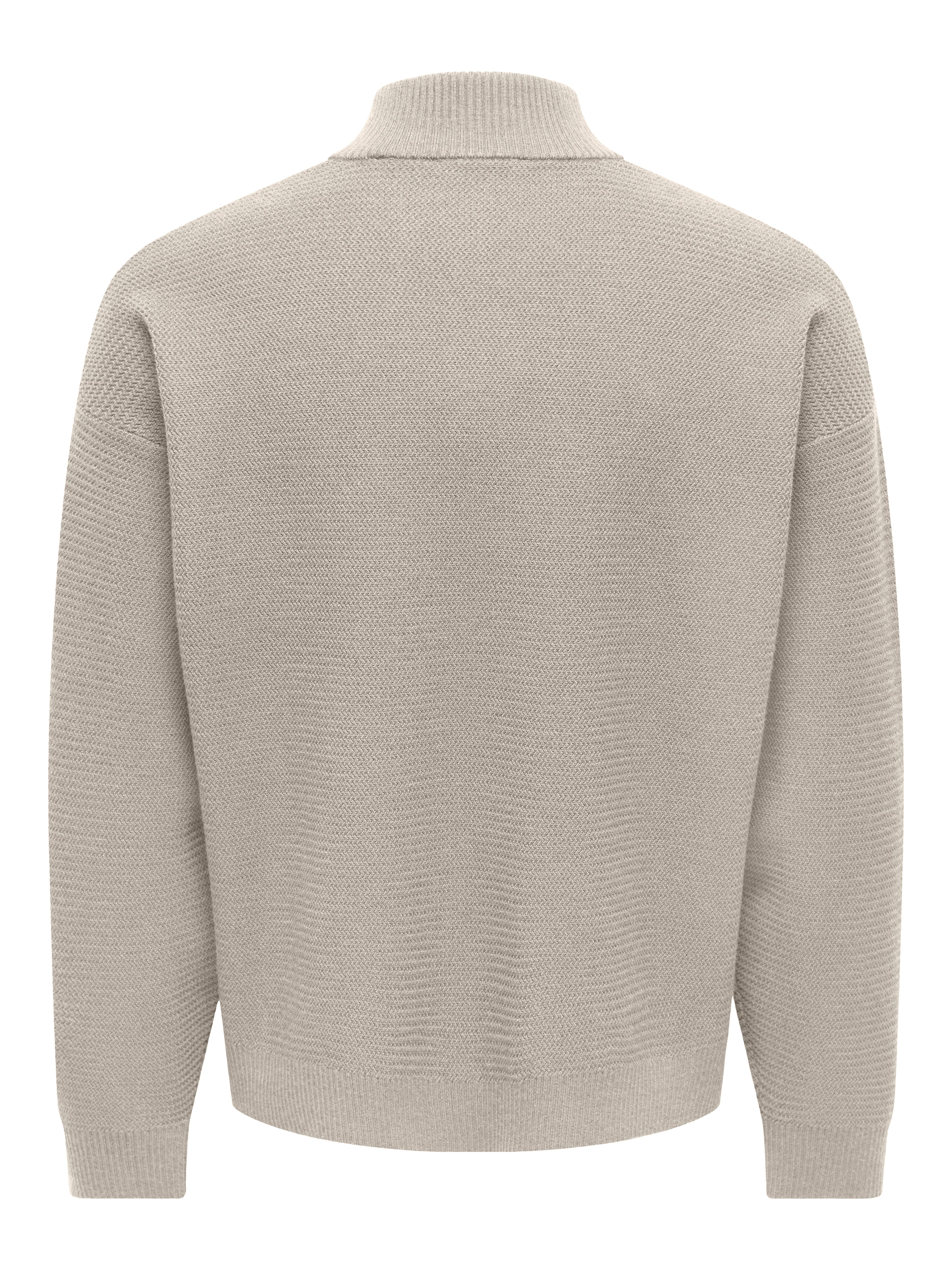 ONLY & SONS Troyer ONSCARTER REG JAQUARD 1/2 ZIP OTL Viskosemischung, regular fit – Bild 5 von 5