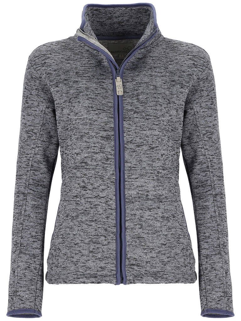 Baumfuchs Strickfleecejacke Damen Fleecejacke im Zick-Zack-Streifen-Design mit Stehkragen