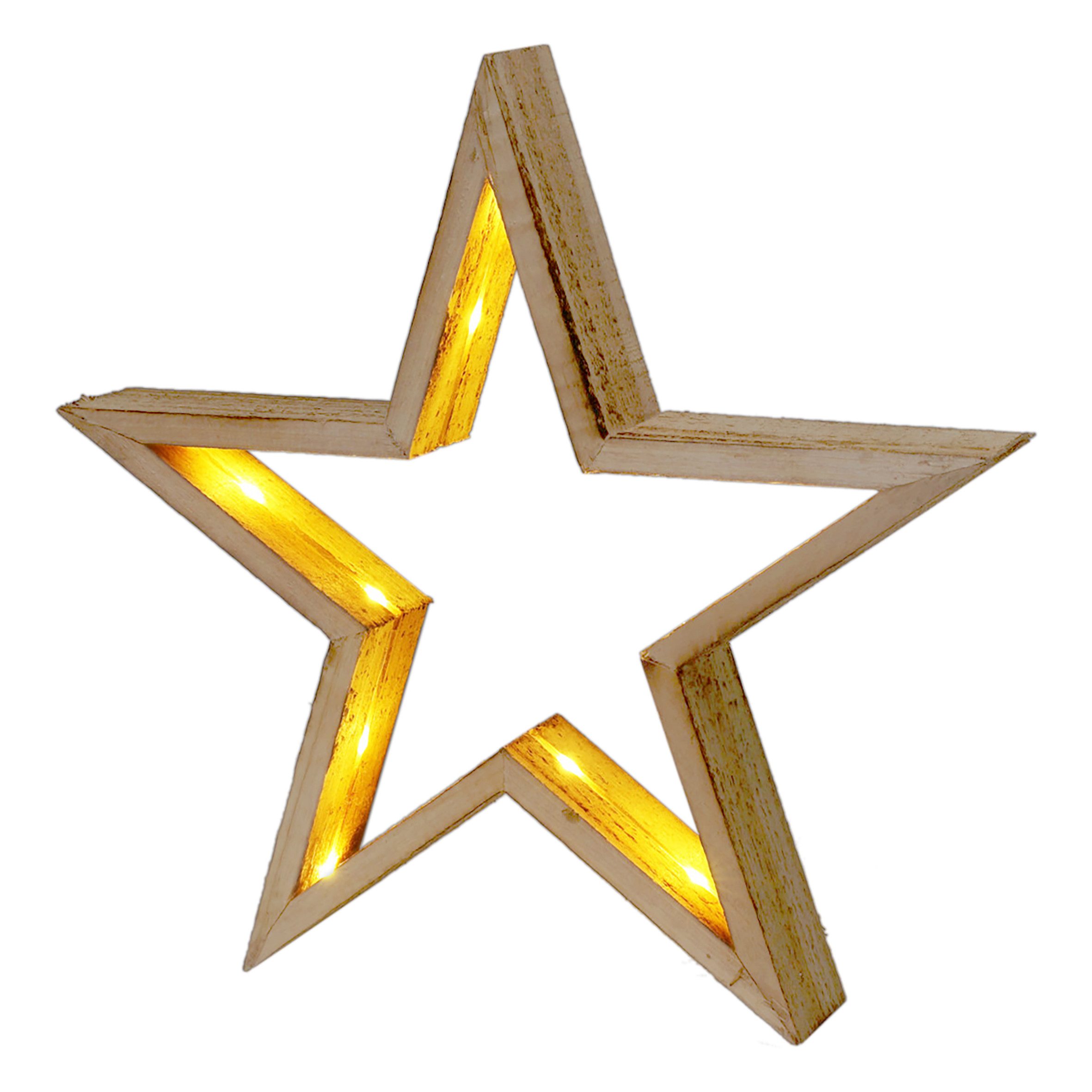 Spetebo LED Dekofigur Stern aus Holz, Batterie betrieben, LED fest integrie günstig online kaufen
