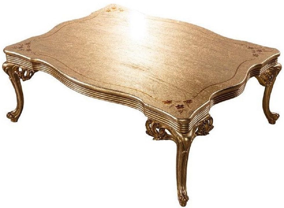 Xlmoebel Couchtisch Goldener Holztisch im Barock-Rokoko-Stil mit Verzierung (Couchtisch), Hergestellt in Europa