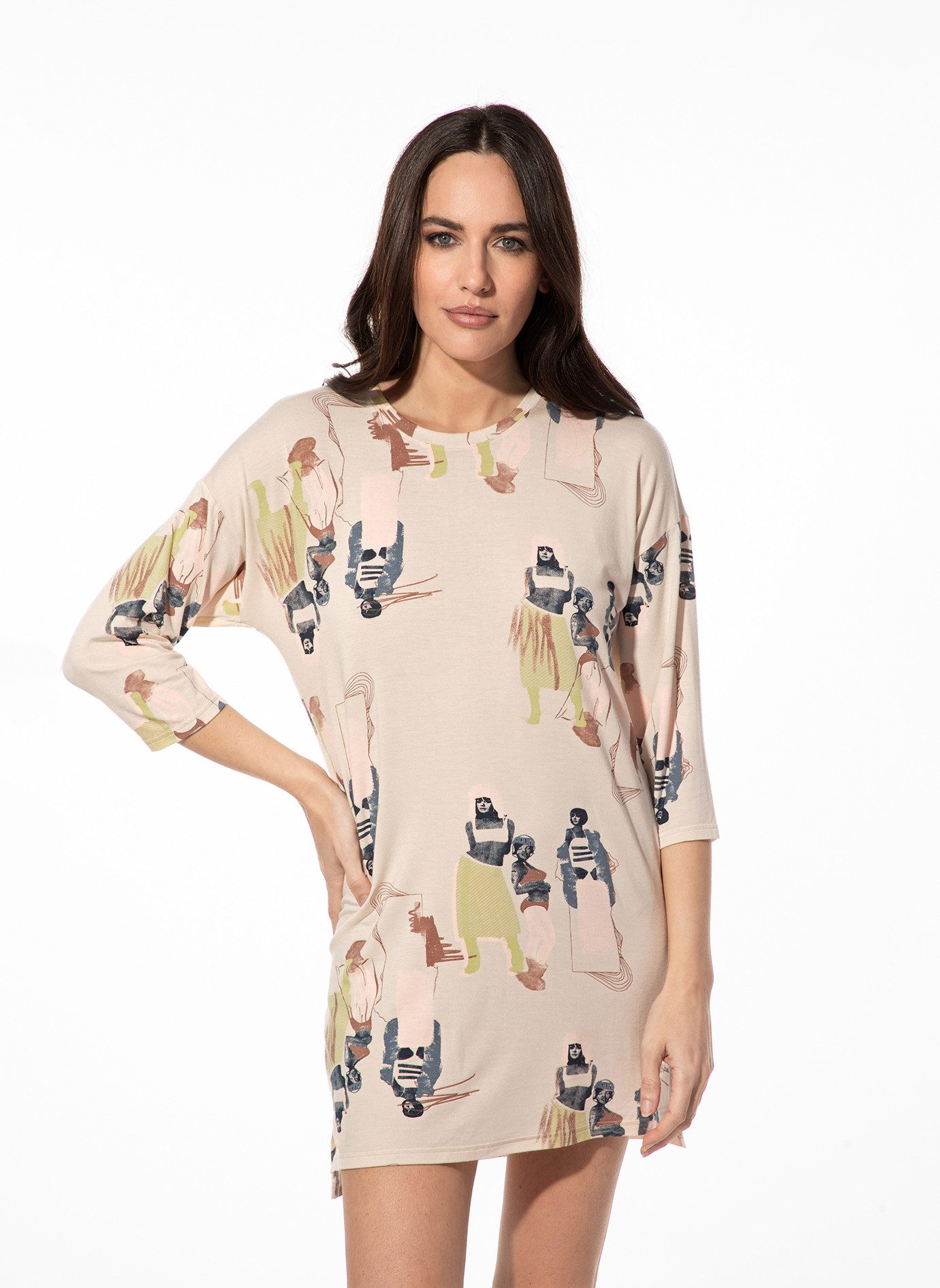 Short Stories Sleepshirt SHORT STORIES 621972 Sleepshirt 3/4-Arm pink whisper/print