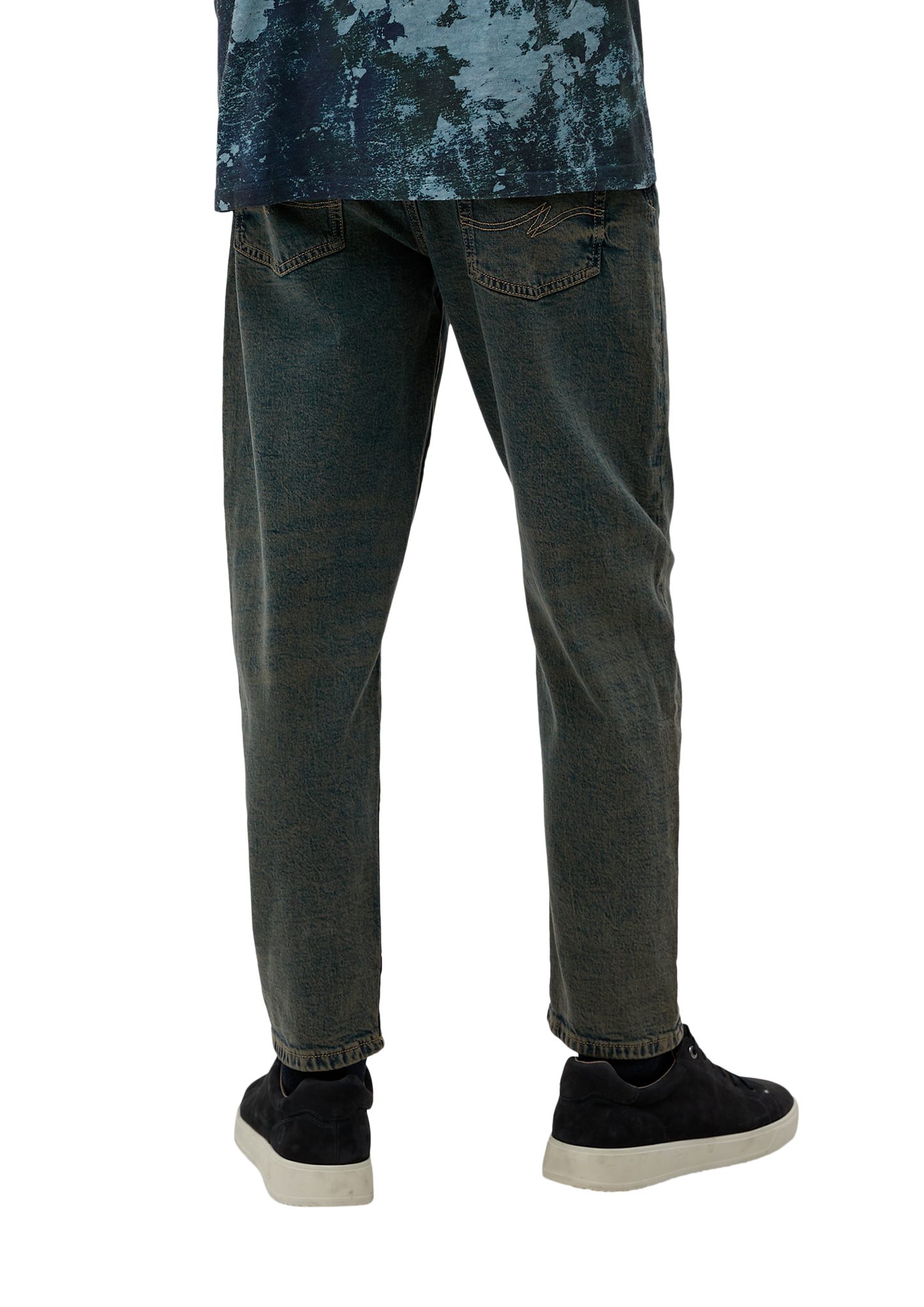 QS Stoffhose Jeans Mid / / Rise Tapered Relaxed Leg Waschung / Fit