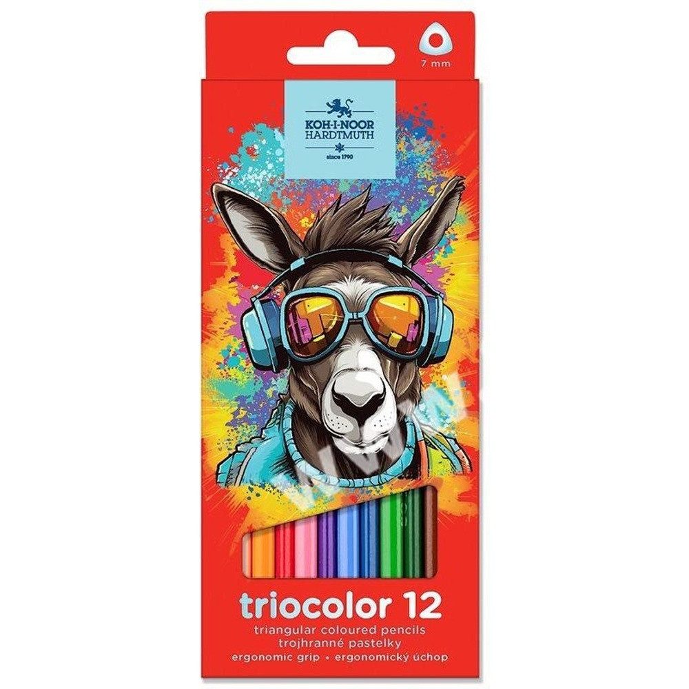 KOH-I-NOOR Buntstift KOH-I-NOOR Trojhranné pastelky Triocolor 12ks Osel