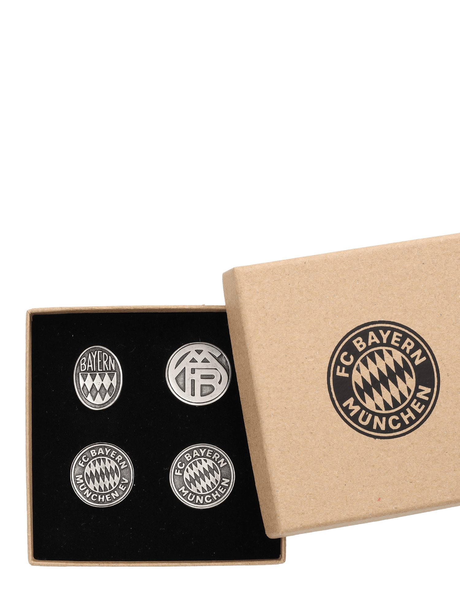 FC Bayern München Pins FC Bayern München I Anstecker Retro 4er-Set I Silber