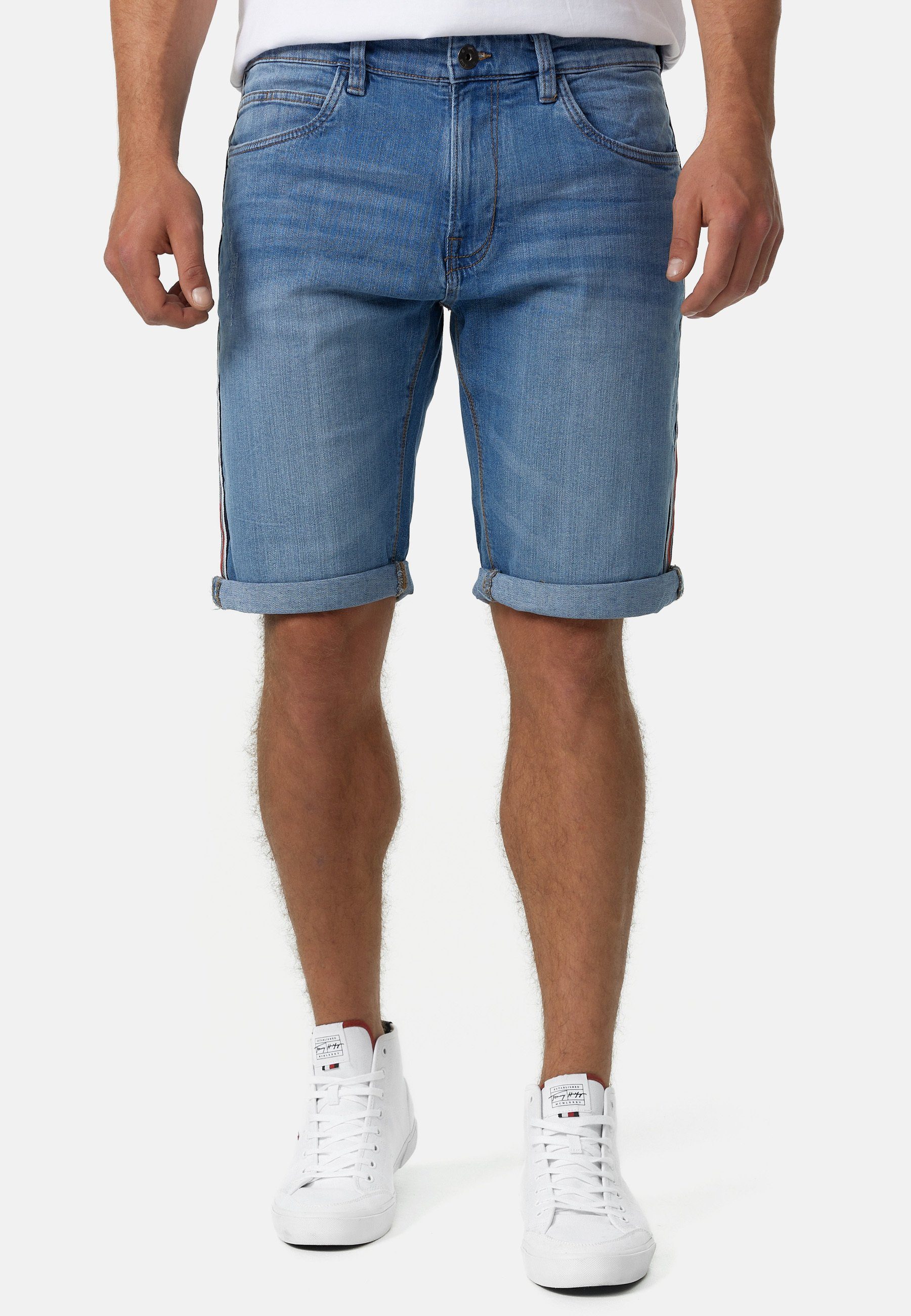 INDICODE Jeansshorts Herren Fife Jeans Shorts Herrenshorts mit seitlichen Kontraststreifen