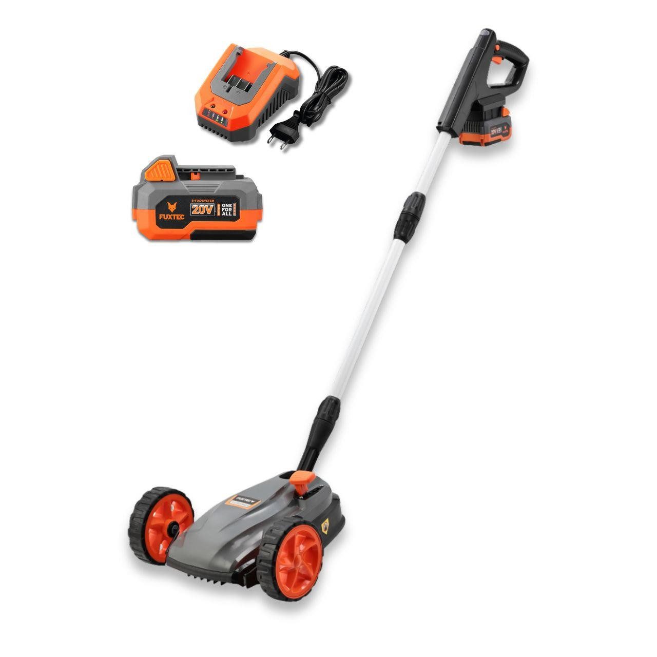 FUXTEC Akkurasenmäher FX-E1RMEH20-SET, 22 cm Schnittbreite, flexible Kugelkopfsteuerung, 20V Akku, 3-fache Schnitthöheneinstellung