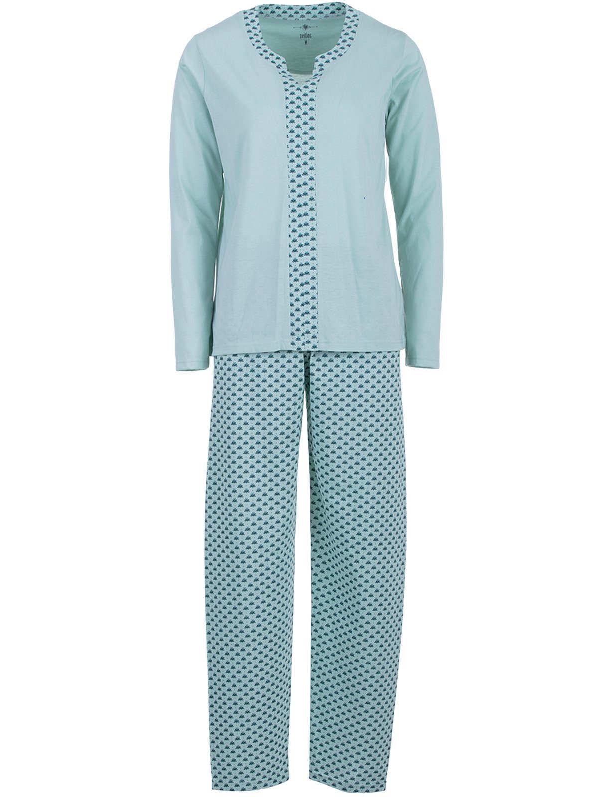zeitlos Schlafanzug Pyjama Set Langarm - Borte Blumen mint | Pyjamas