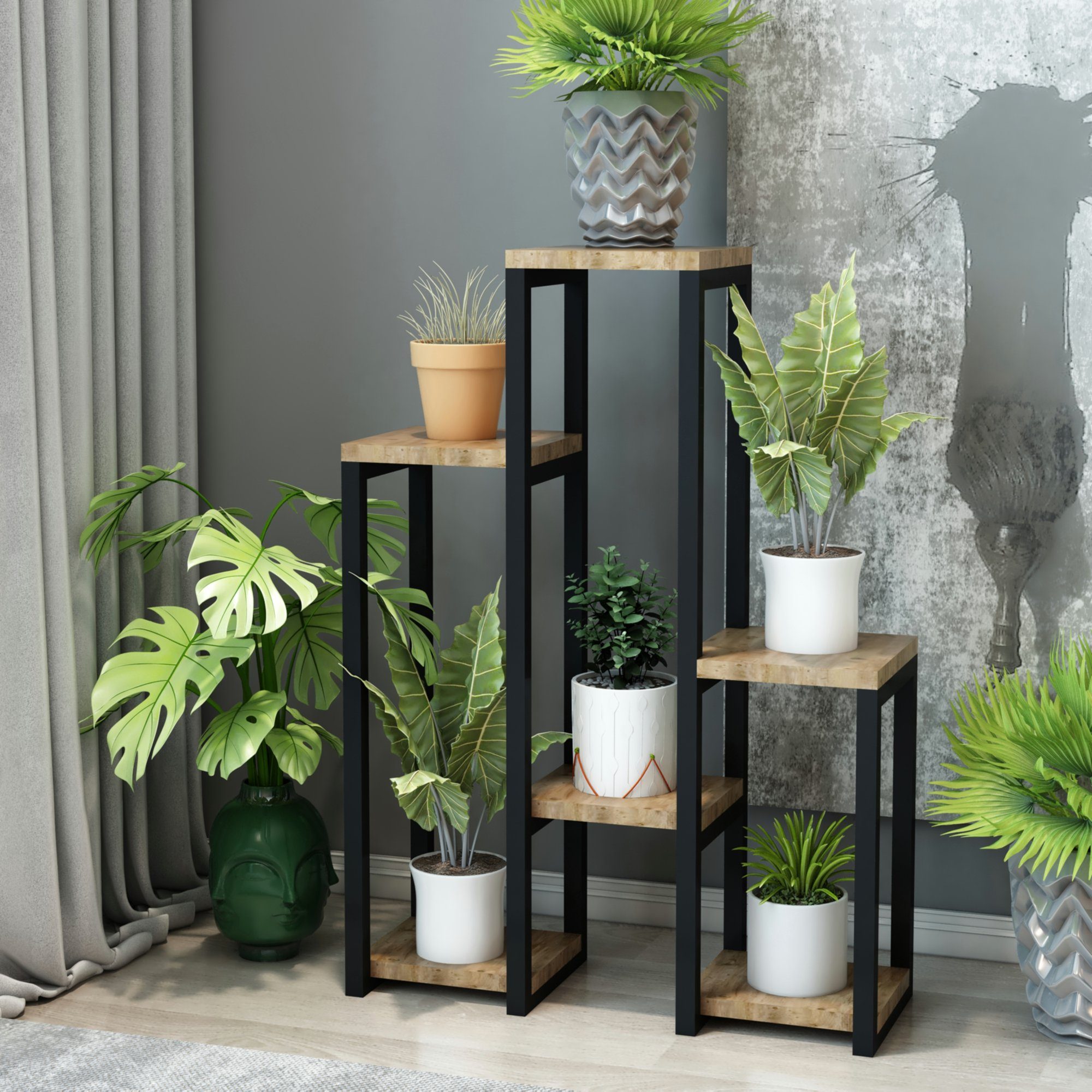 en.casa Blumenständer, »Rosenholm« Pflanzenregal mit 6 günstig online kaufen