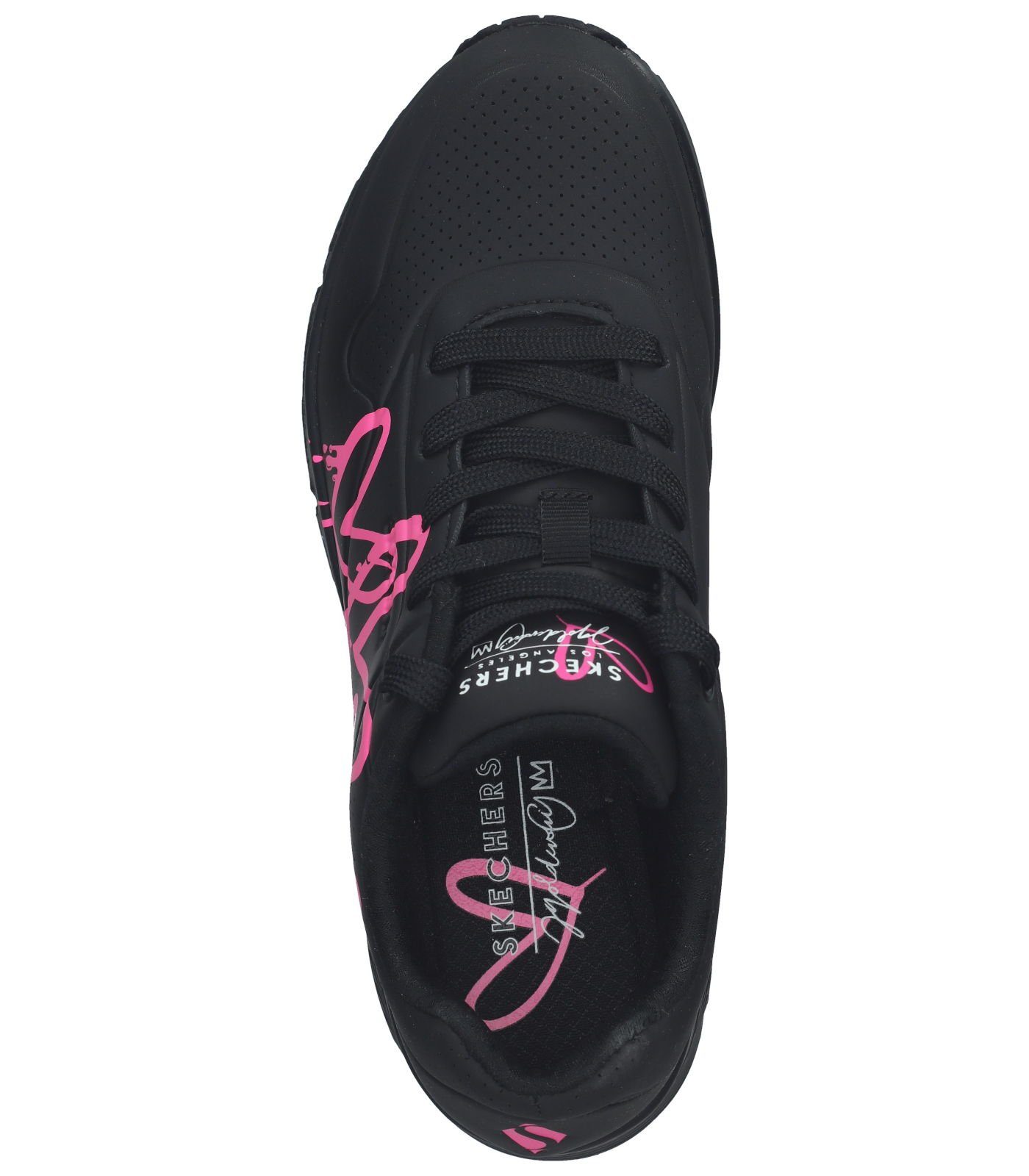 Skechers Sneaker Lederimitat Schwarz Pink Sneaker