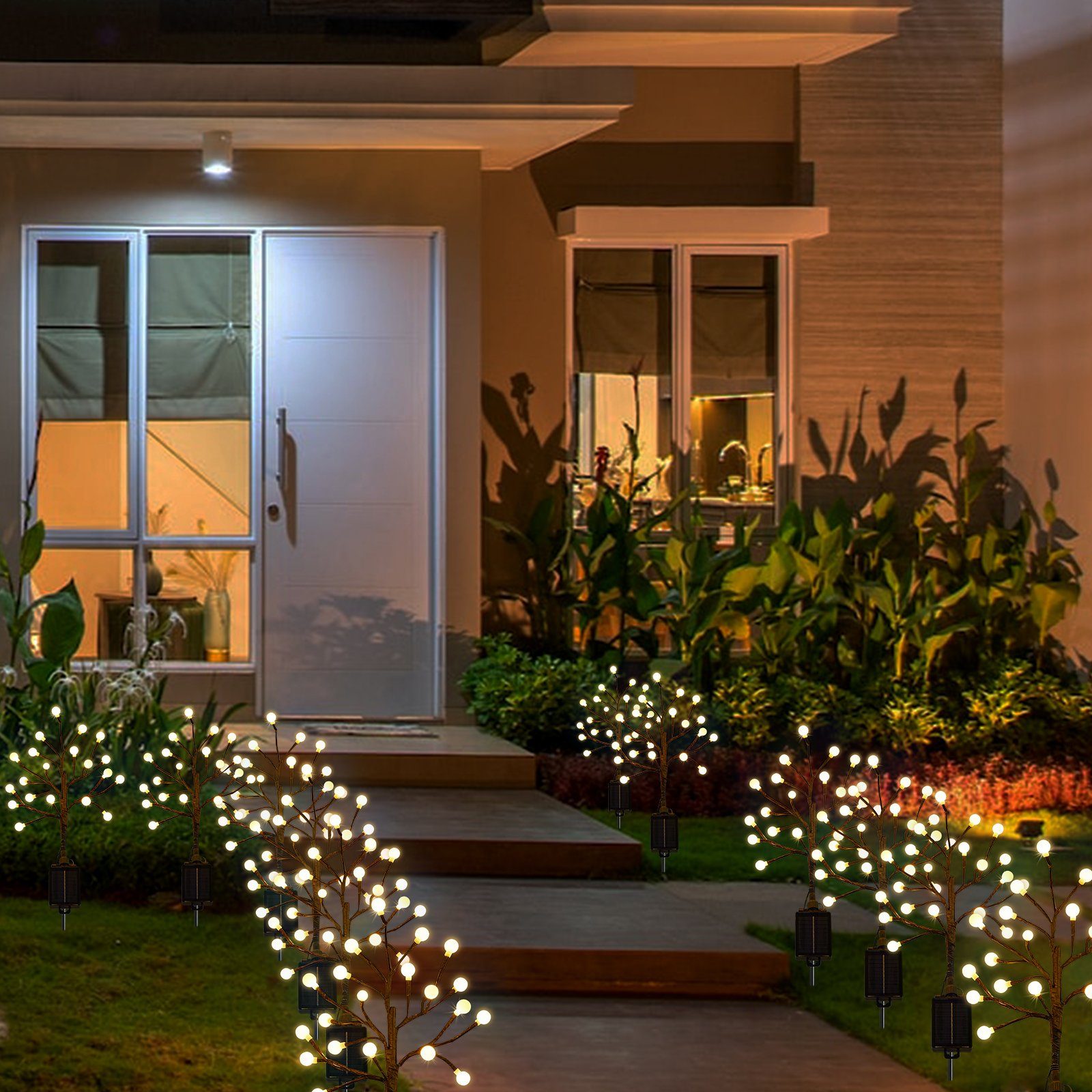 Sunicol LED Gartenleuchte für Modi, Lichter Warmweiß Solar Parks, Tanzfläche Fernbedienung, undGehwegen Gärten, Garten Rasenflächen, mit IP65 Höfen, Wasserdicht, 8