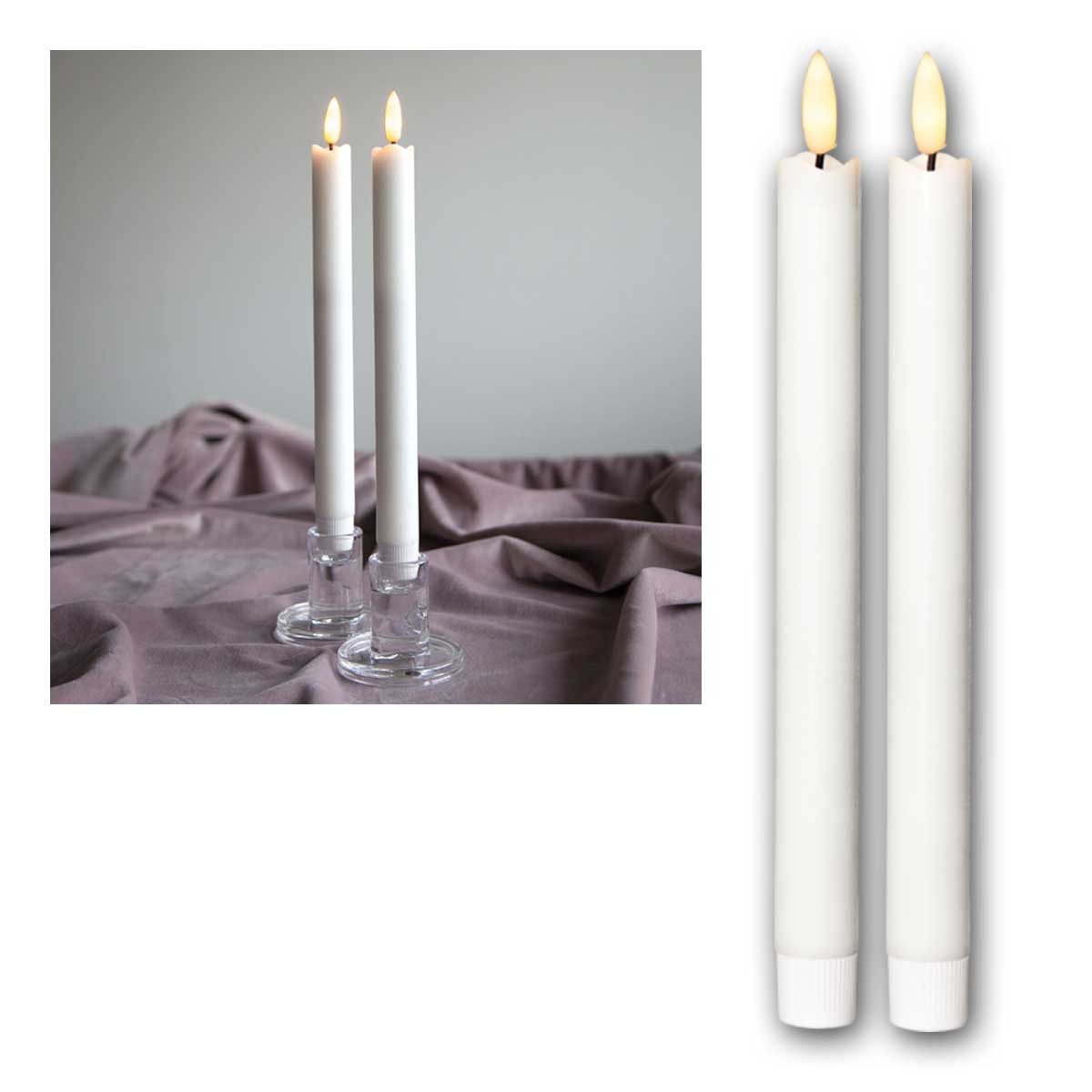 STAR TRADING LED-Kerze LED Stabkerzen "Flamme", 4er Set, weiß, 25x2,1cm, warmweiß
