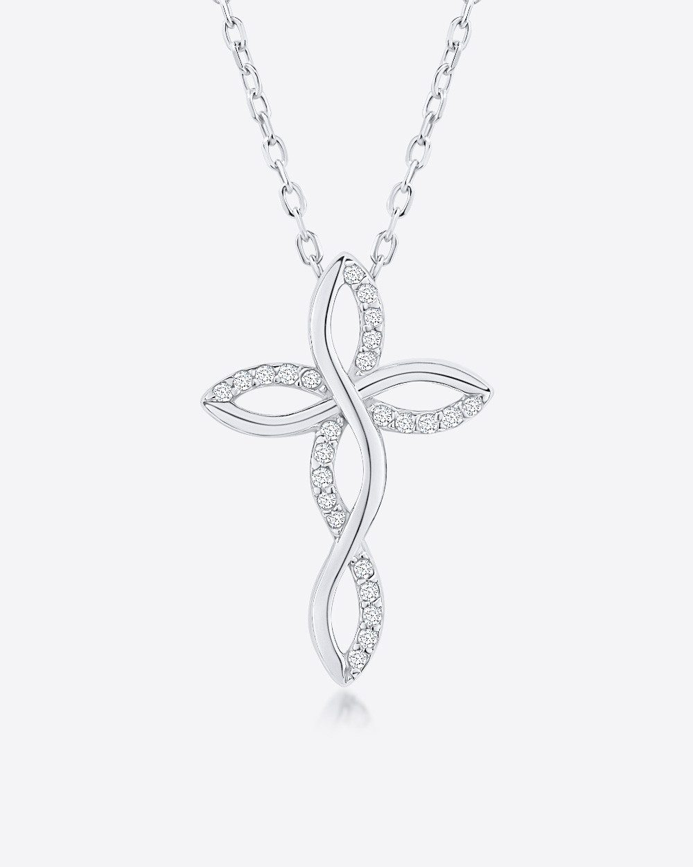 DANIEL CLIFFORD Kreuzkette 'Liora' Damen Halskette Silber 925 Kreuz Anhänger Kristalle (inkl. Verpackung), größenverstellbare Silberkette mit Kreuzanhänger Kristall als Geschenk