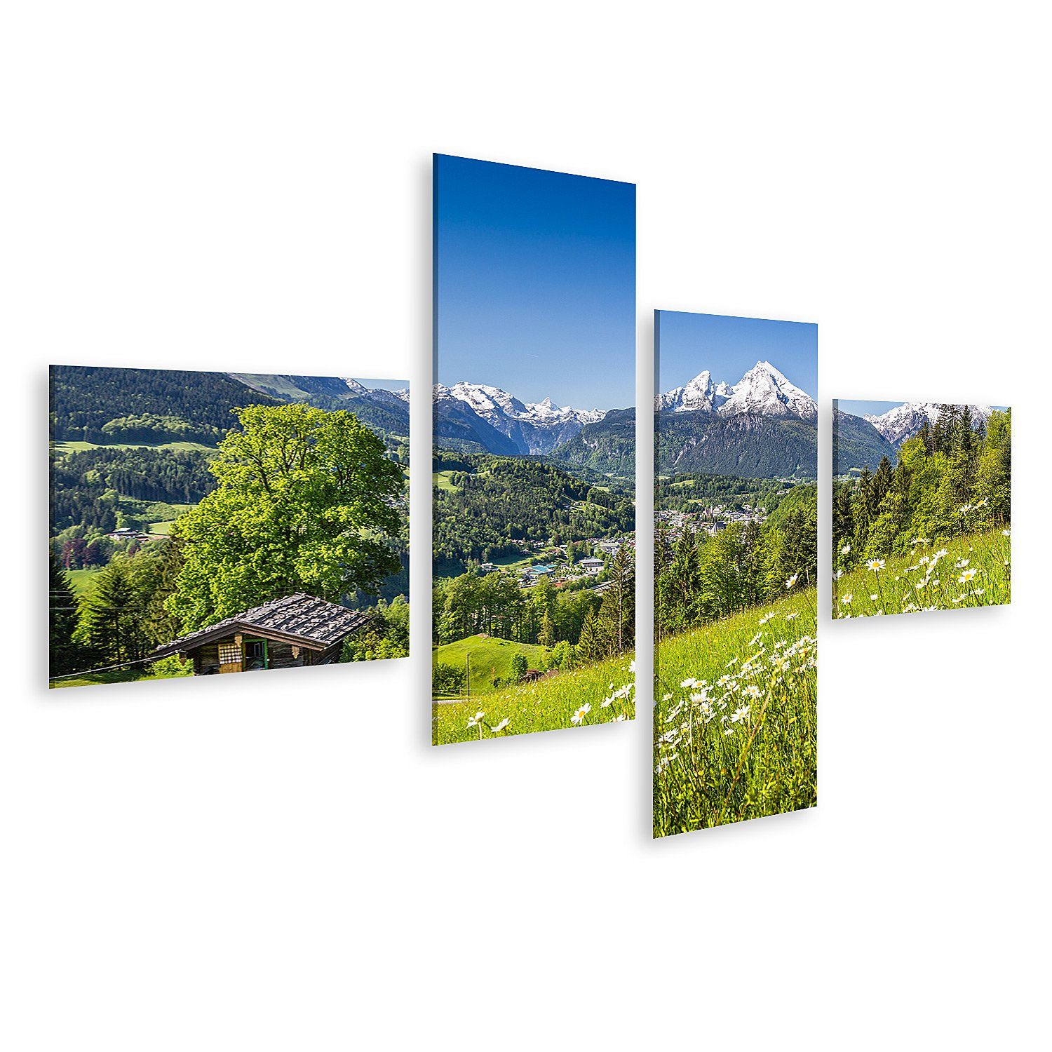 Leinwandbild Bild auf Leinwand Idyllische Sommerlandschaft in den Alpen mit alter B
