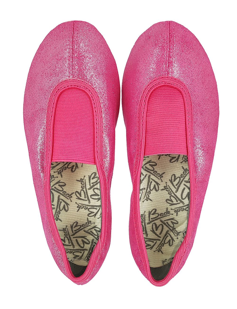 Beck Schläppchen Chic mit Ristgummi, Glanzsatin Gymnastikschuh Mit Ristgummi