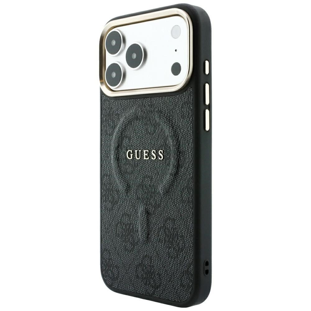 Guess Smartphone-Hülle Embossed 4G Classic kompatibel mit iPhone 18 Pro, 17 Pro Schwarz 6,3 Zoll, Integrierter Magnetring für kabelloses Laden – Bild 3 von 5