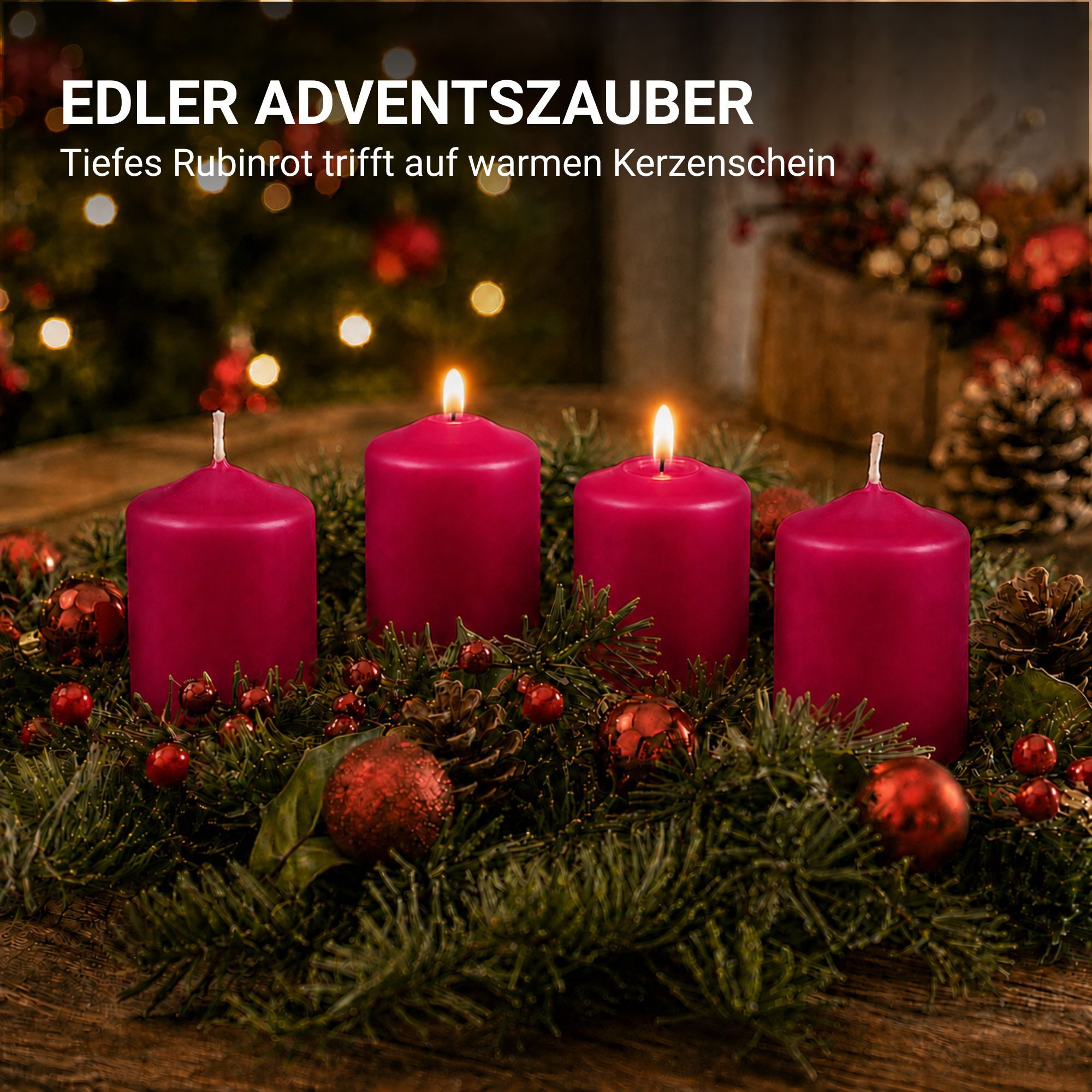 HS Candle Stumpenkerze kompakt und unparfümiert (6-tlg., Dekolicht), Ø4xH6 cm Teelichtgröße, bis zu 7h Brenndauer je Kerze, Wachsmischung