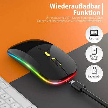 GelldG PC Maus Kabellose LED Wiederaufladbare Leise Funkmaus Laptop Maus Maus