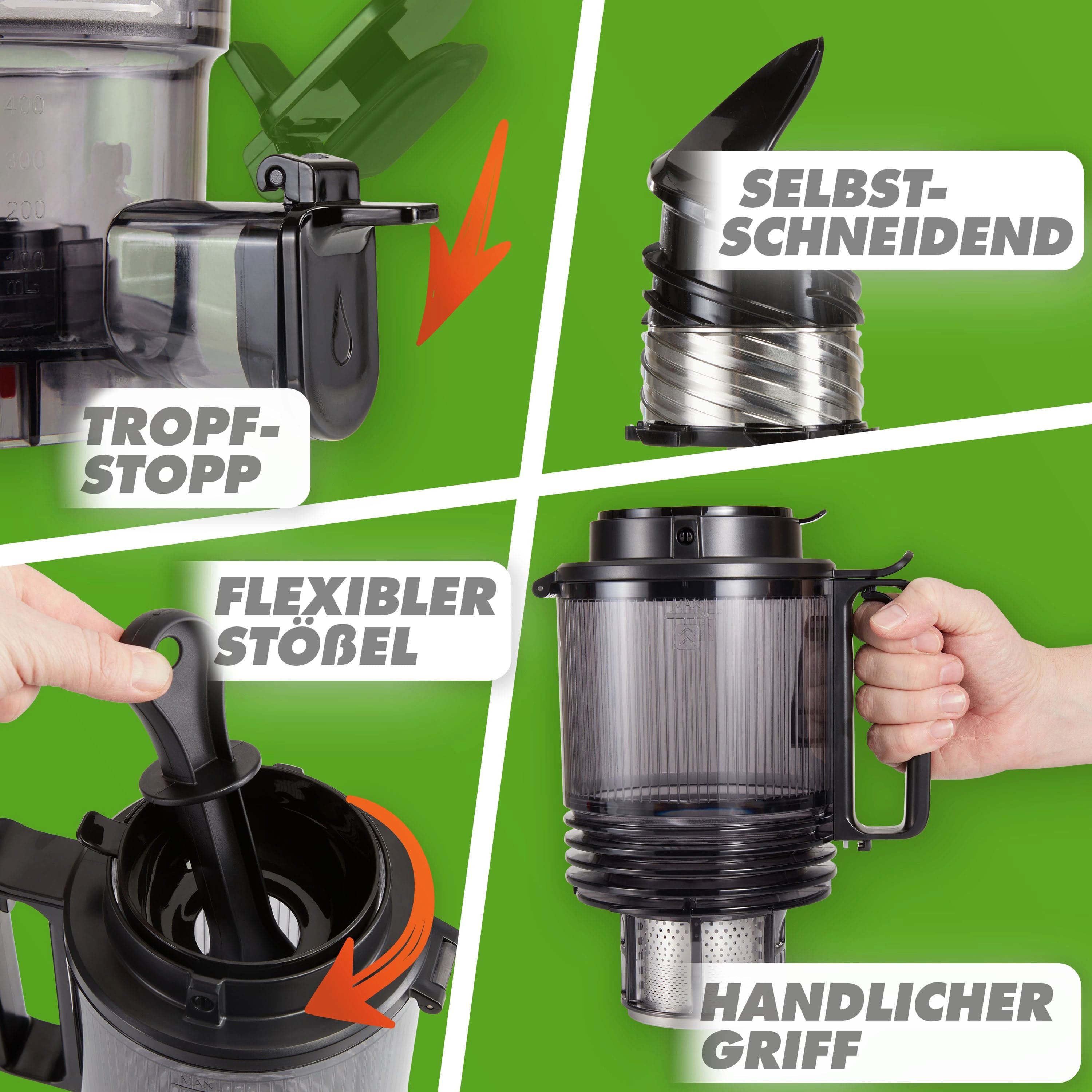 Nutrilovers Slow Juicer NUTRI-PRESS MAX+ Slow Juice Entsafter - Ganze Früchte entsaften, 250 W