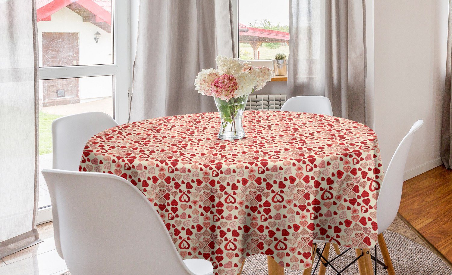 Abakuhaus Tischdecke Kreis Tischdecke Abdeckung kreative Dekoration, Herzen Valentine Vintage Küche Esszimmer für