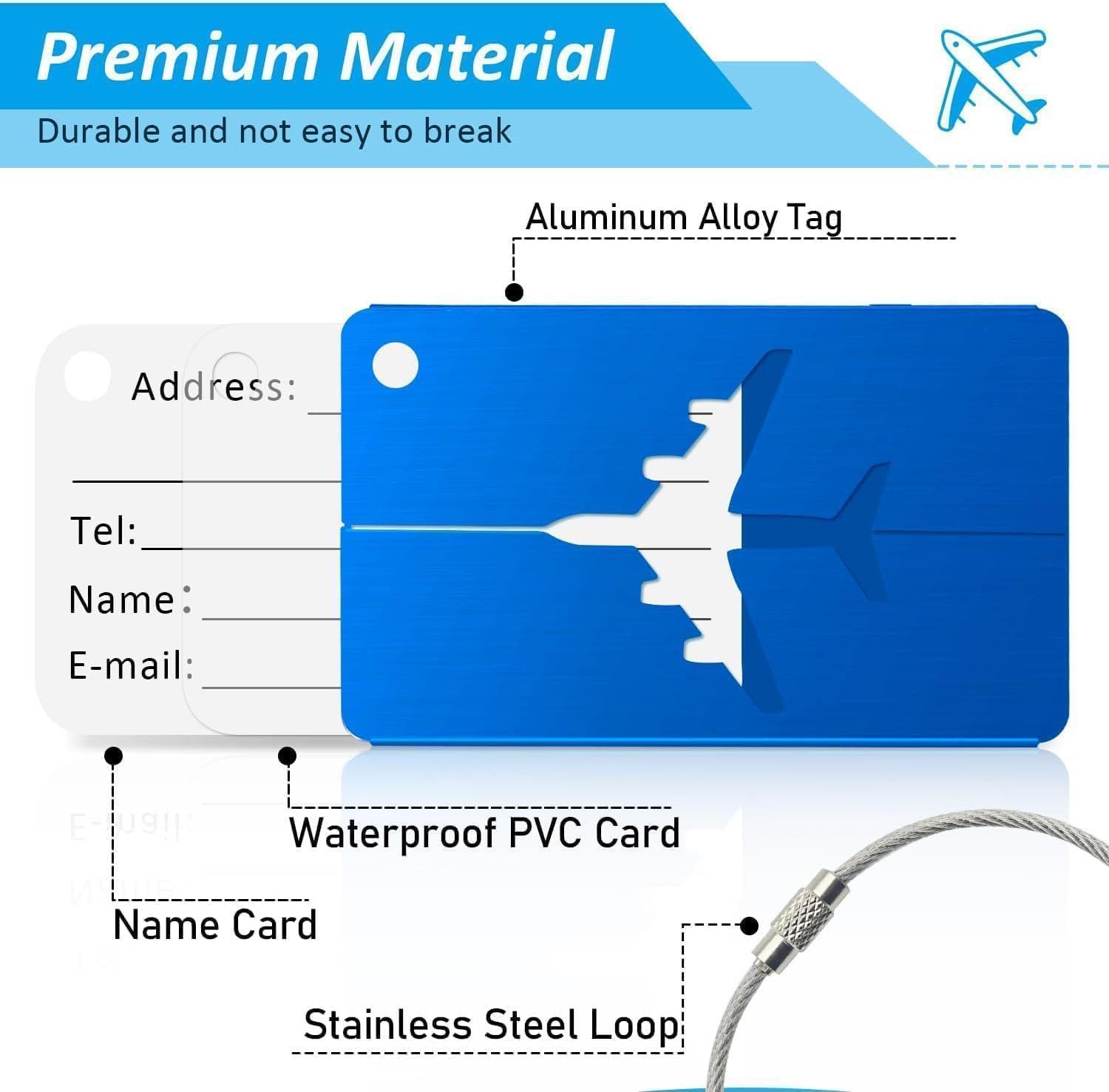 FELIXLEO Gepäckanhänger Metall Kofferanhänger 10 Farben Flugreise Gepäckanhänger (10-St)