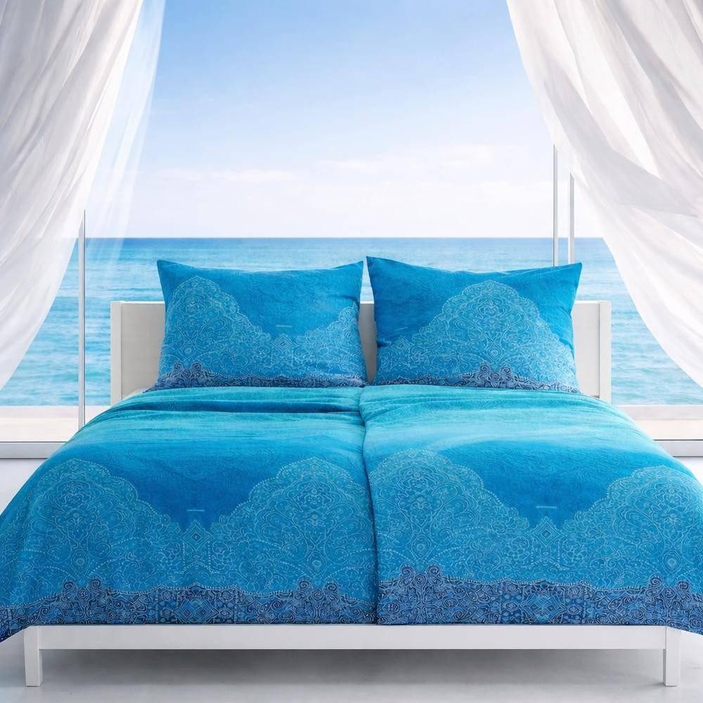 Bassetti Bettwäsche Bettwäsche Dolceacqua Bluette 240 x 220 cm, Mako Satin, 3 teilig