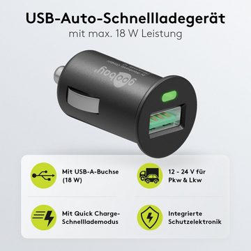 Goobay USB Port Auto Ladegerät 18 W KFZ-Adapter Zigarettenanzünder zu USB Typ A, 18 Watt Quick Charge 3.0 / Schnellladegerät / Schwarz