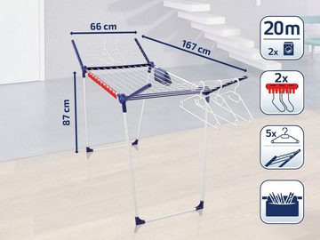 Leifheit Wäscheständer Pegasus 200, &5 Kleiderbügel,4 Kleinteilehalter + Wäscheklammerbeutel ohne Klammern