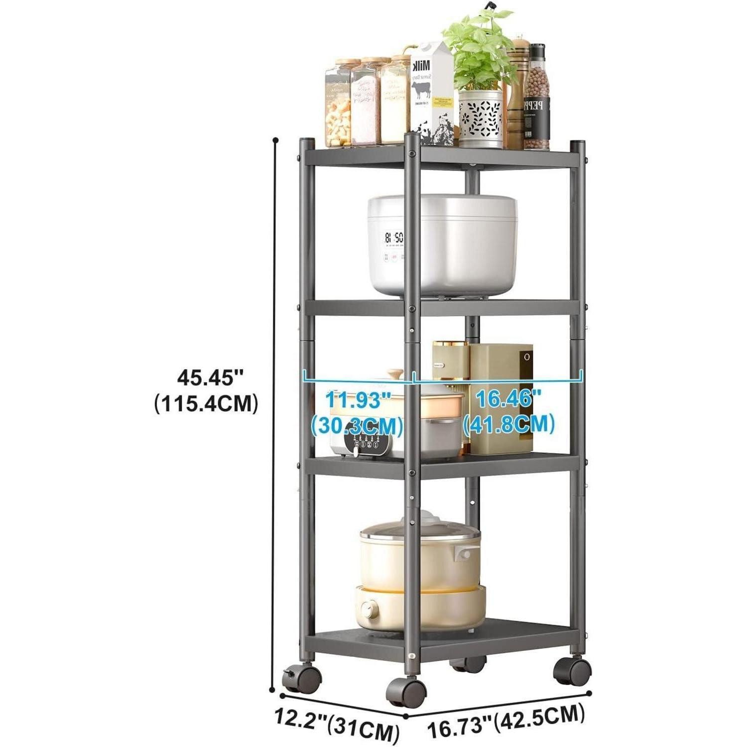 LuxusKollektion Standregal Standregal Metallregal Küchenregal Rollen 5 Etagen 4 Tier