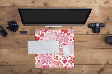 MuchoWow Gaming Mauspad Eine Illustration mit rosa und roten Herzen (1-St), Mousepad mit Rutschfester Unterseite, Gaming, 40x40 cm, XXL, Großes