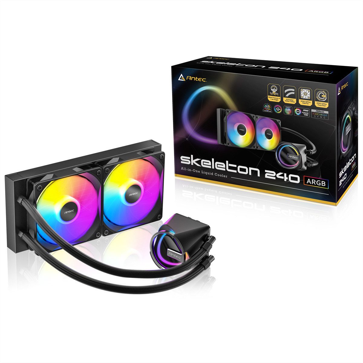 Antec Computer-Kühler Skeleton 240 ARGB Prozessorlüfter Wasserkühlung