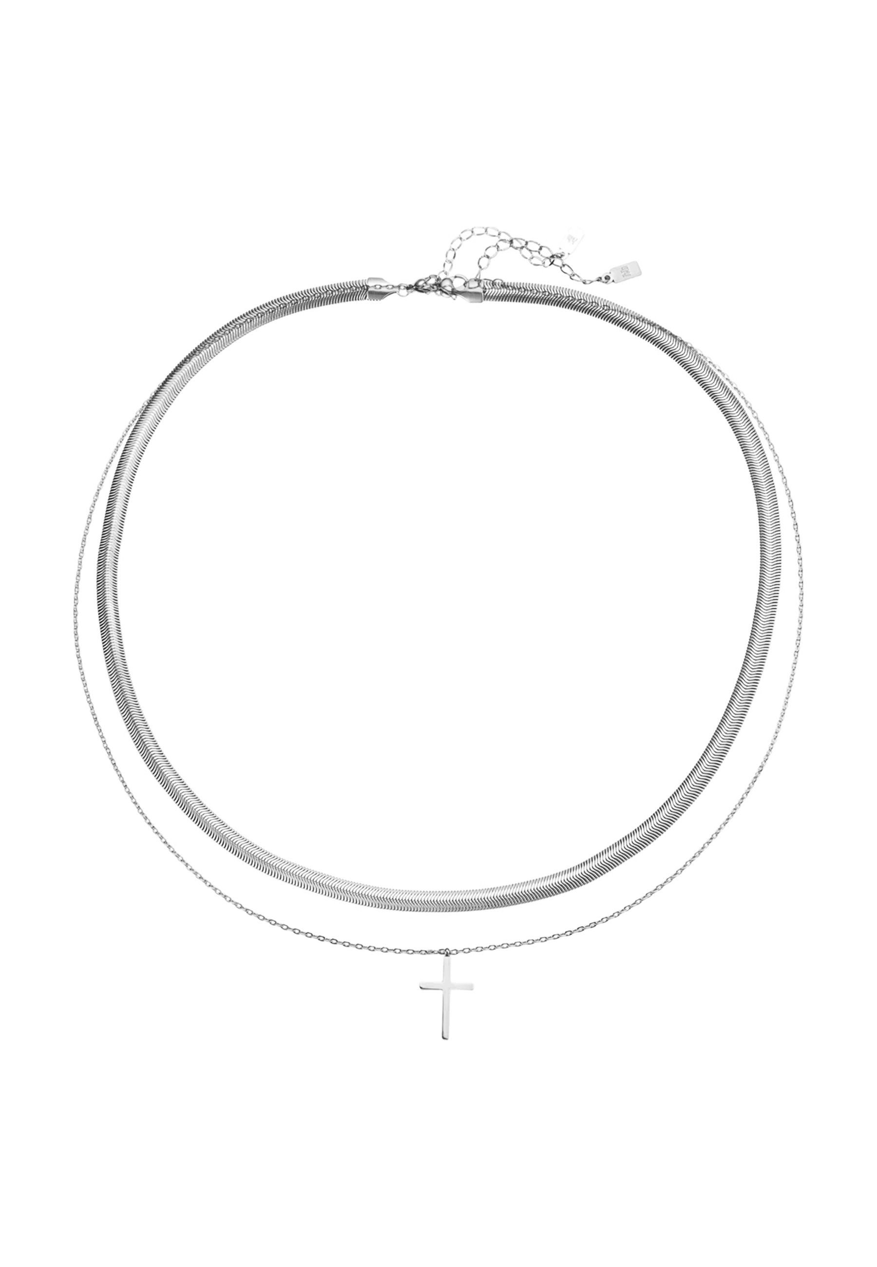 Edelstahlketten-Set mit Kreuz Anhänger & Schlangenkette