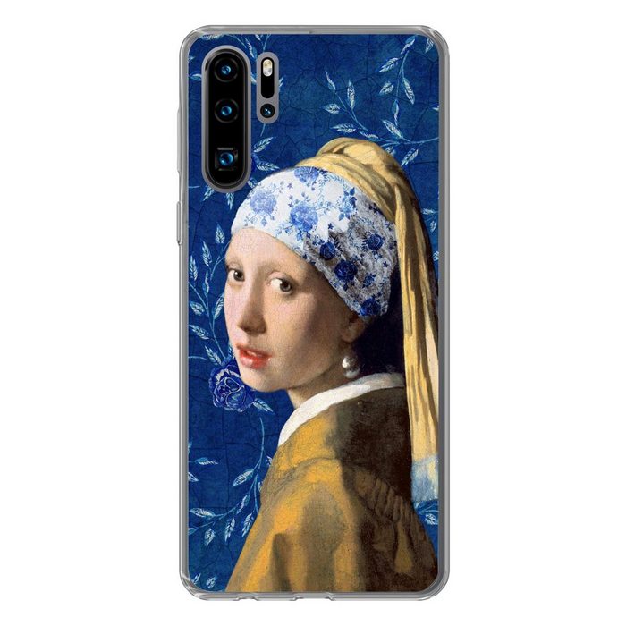 MuchoWow Handyhülle Mädchen mit Perlenohrring - Delfter Porzellan - Vermeer - Blumen - Handyhülle Huawei P30 Pro Handy Case Silikon Bumper Case