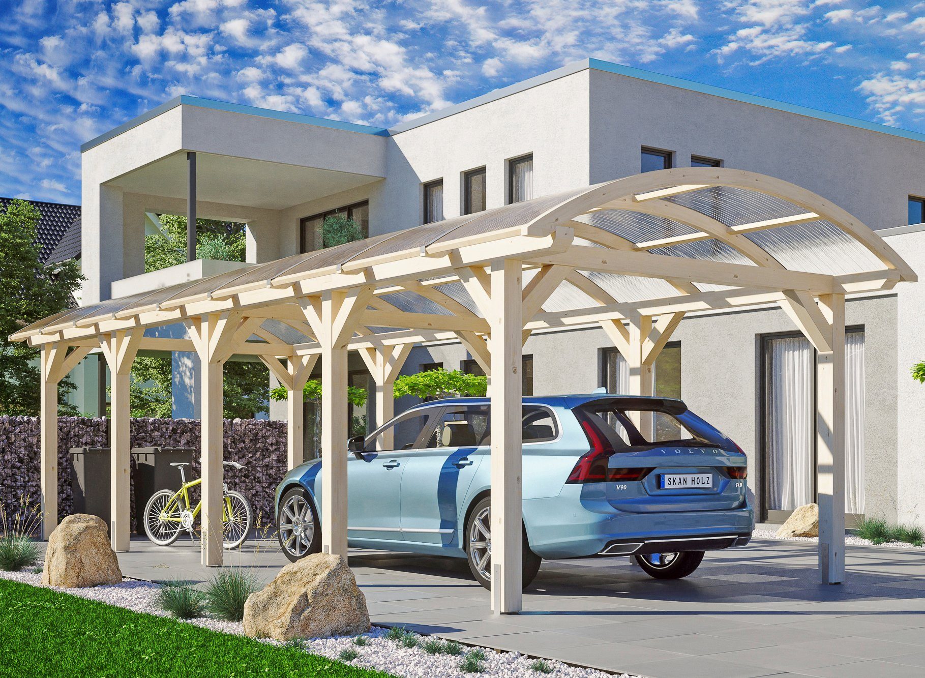 Skanholz Einzelcarport Franken, BxT: 376x969 cm, 220 cm Einfahrtshöhe