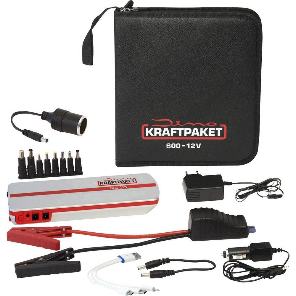 Dino KRAFTPAKET Schnellstartsystem Kraftpaket 18 Ah 136102 Energiestation, 12 V-Ausgang 2x, USB-Steckdose 2x, Verpolungs- u. Elektronikschutz, SO