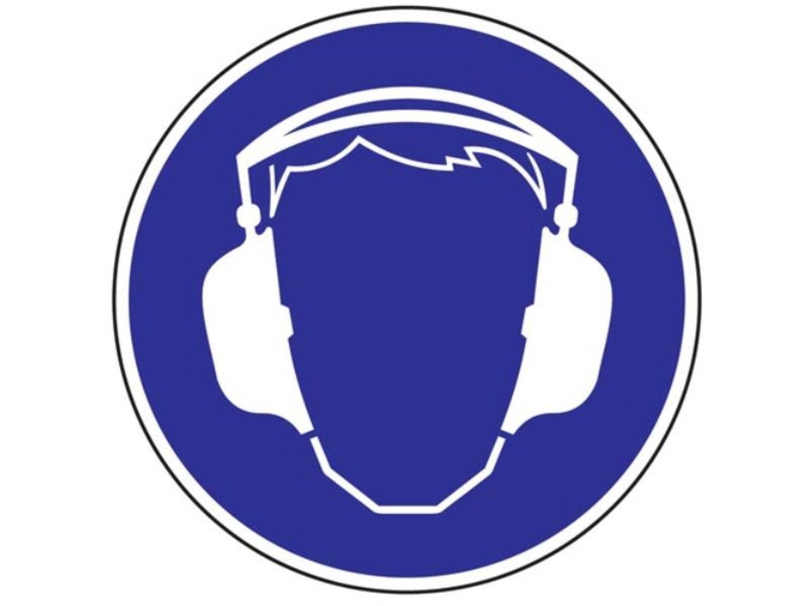 PROMAT Kapselgehörschutz Gebotszeichen Gehörschutz benutzen D.200mm Kunststoffschild blau/wei