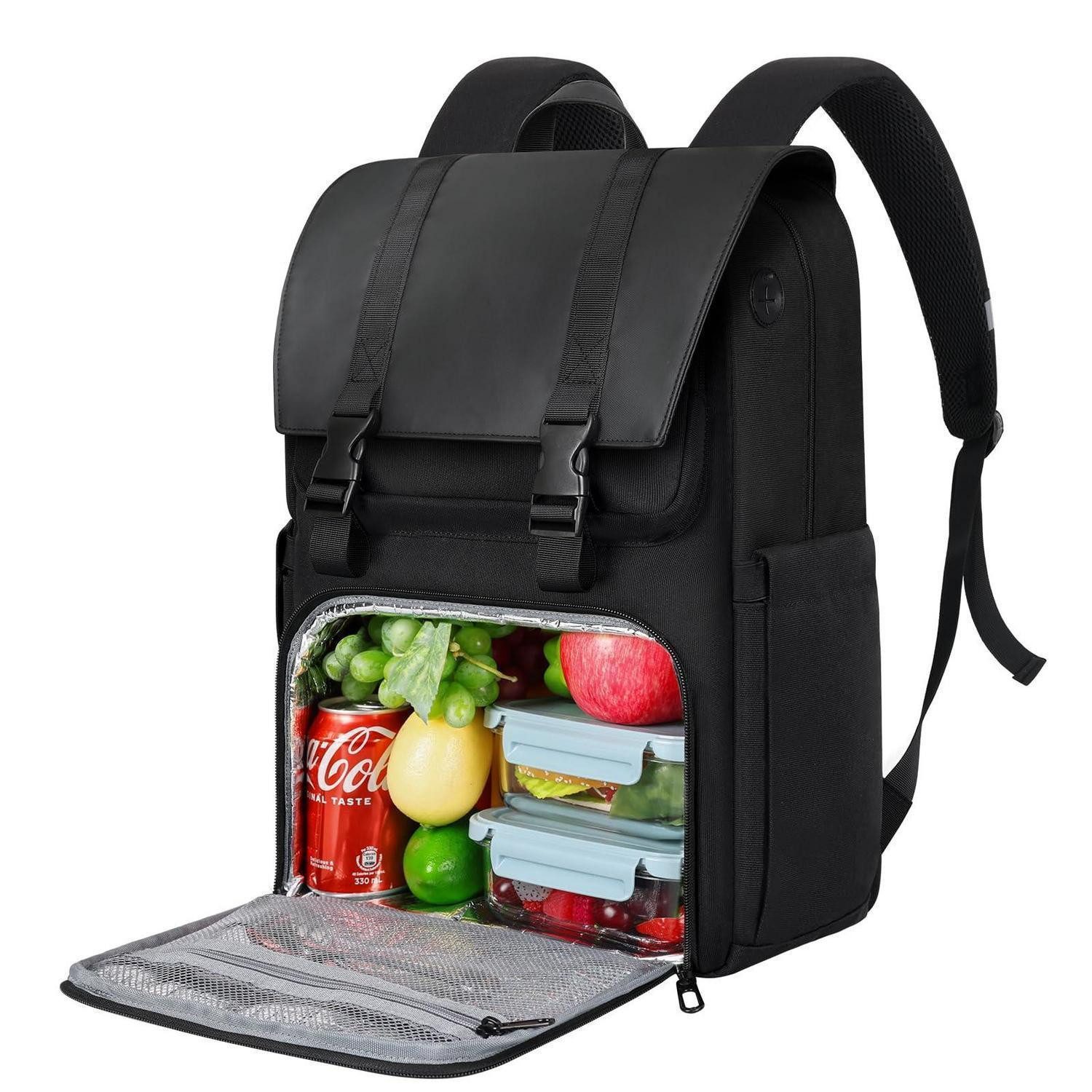 Notebook-Rucksack Laptop Rucksack Lunchrucksack 2in1 17.3 Zoll Kühlfach Schwarz