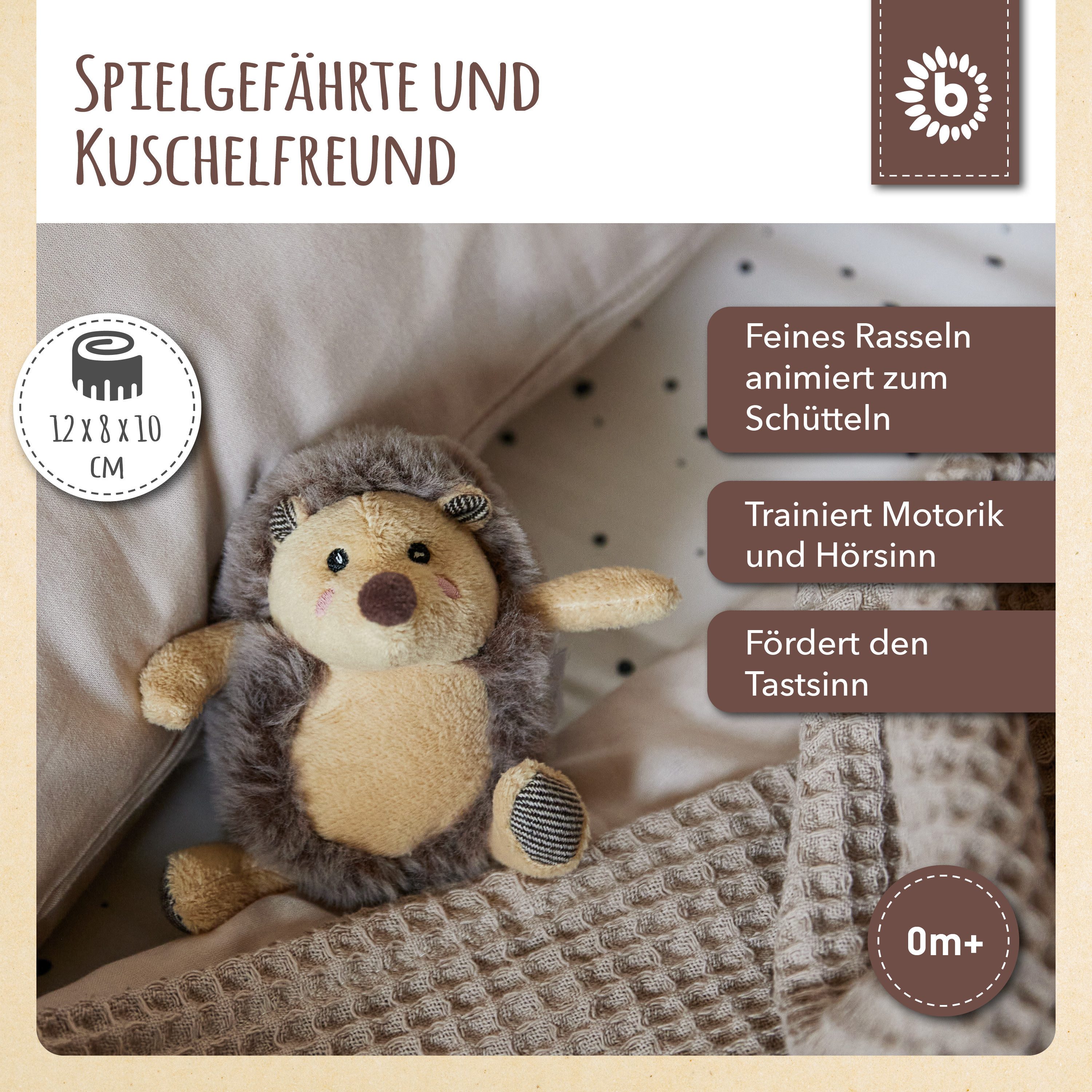BIECO Greifspielzeug Bieco Plüsch Igel Spieltier Baby mit Rassel ca