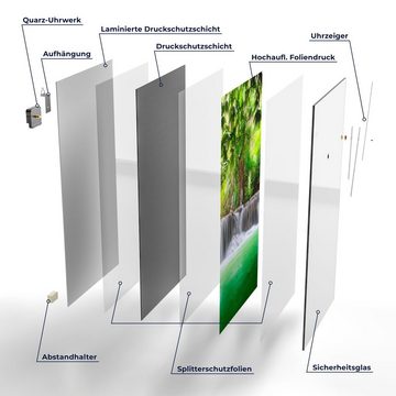 DEQORI Wanduhr 'Wasserfall im Regenwald' (Glas Glasuhr modern Wand Uhr Design Küchenuhr)