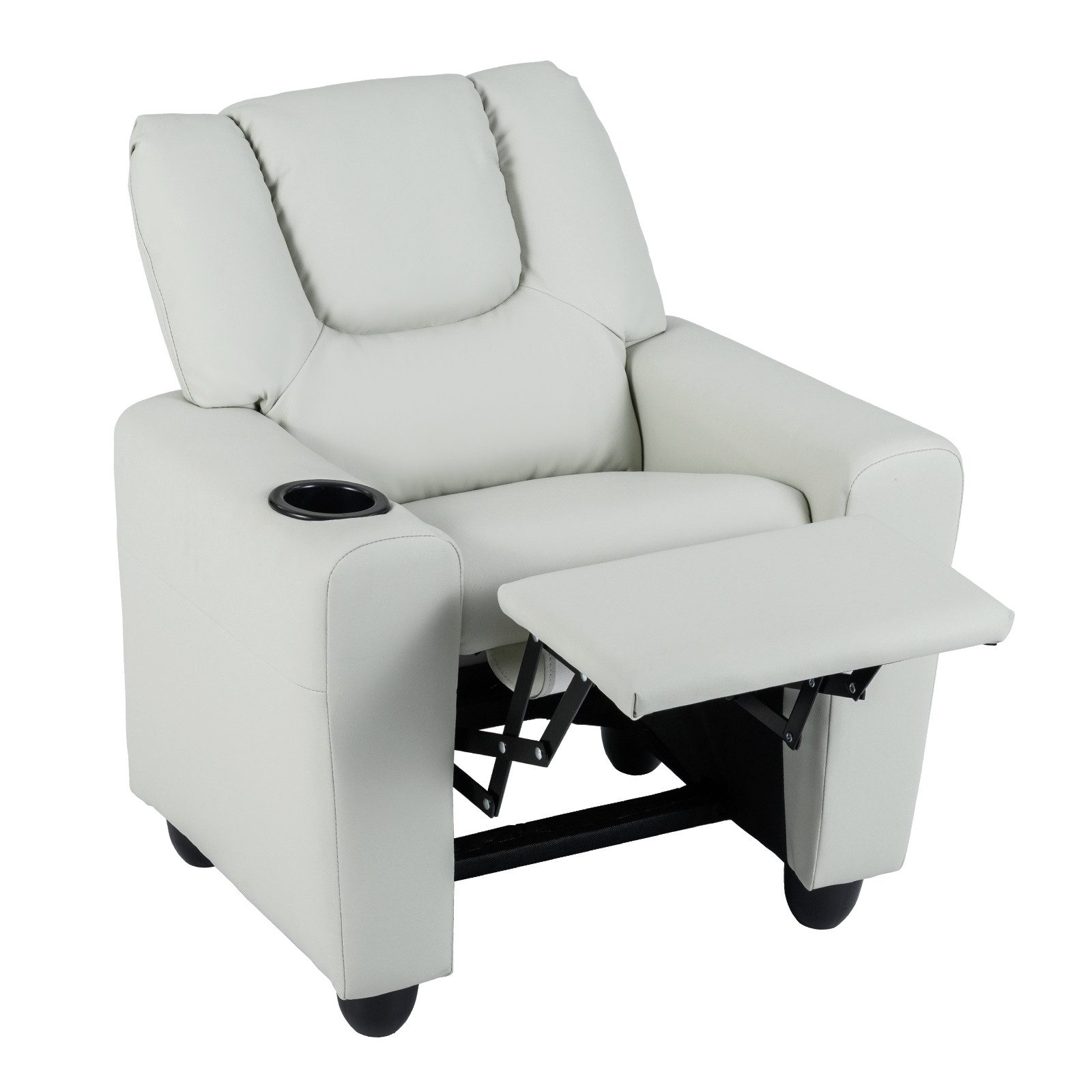 KOMFOTTEU Kindersofa, Kindersessel mit verstellbarer Fußstütze & Getränkehalter