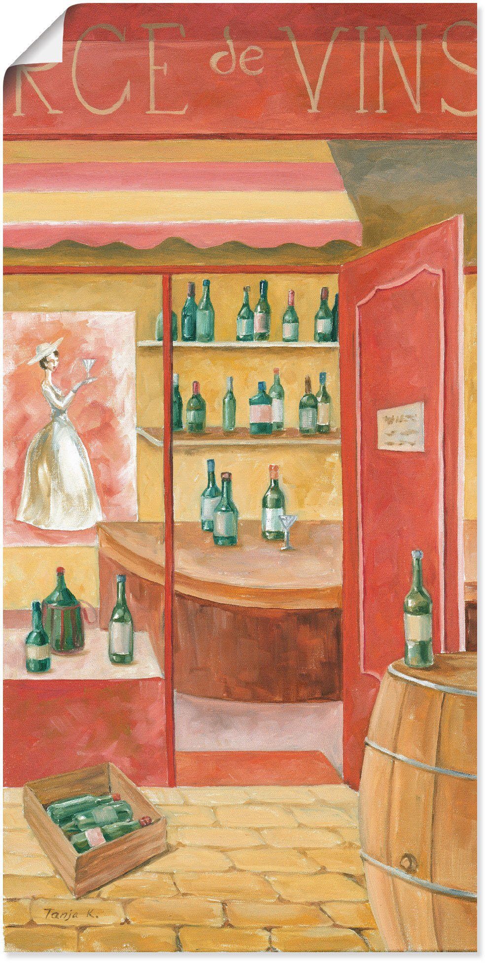 Artland Wandbild Weinstube, & Poster Alubild, oder Restaurant Größen Wandaufkleber in Leinwandbild, Cafés (1 St), als versch