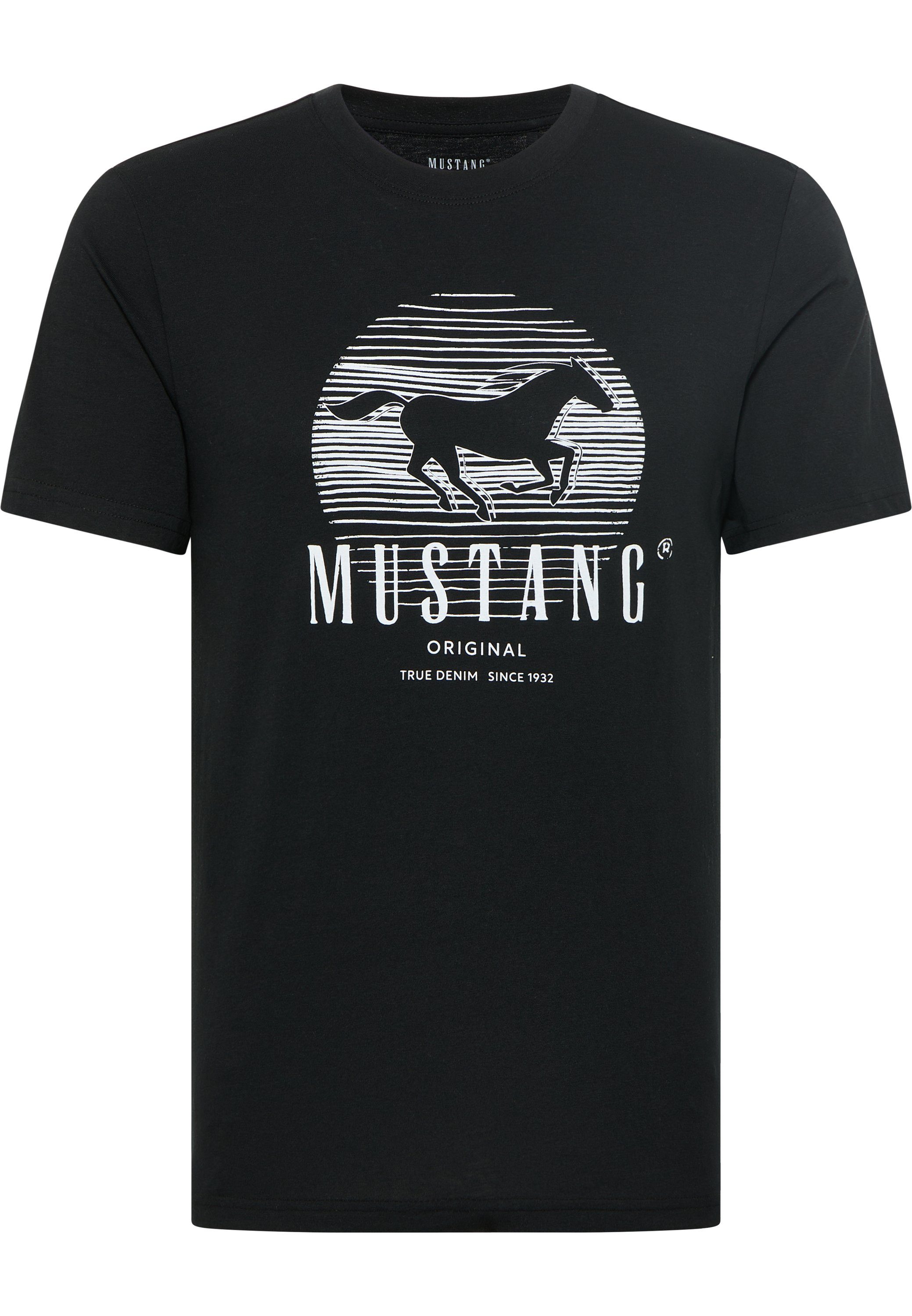 MUSTANG Kurzarmshirt Mustang Print-Shirt schwarz