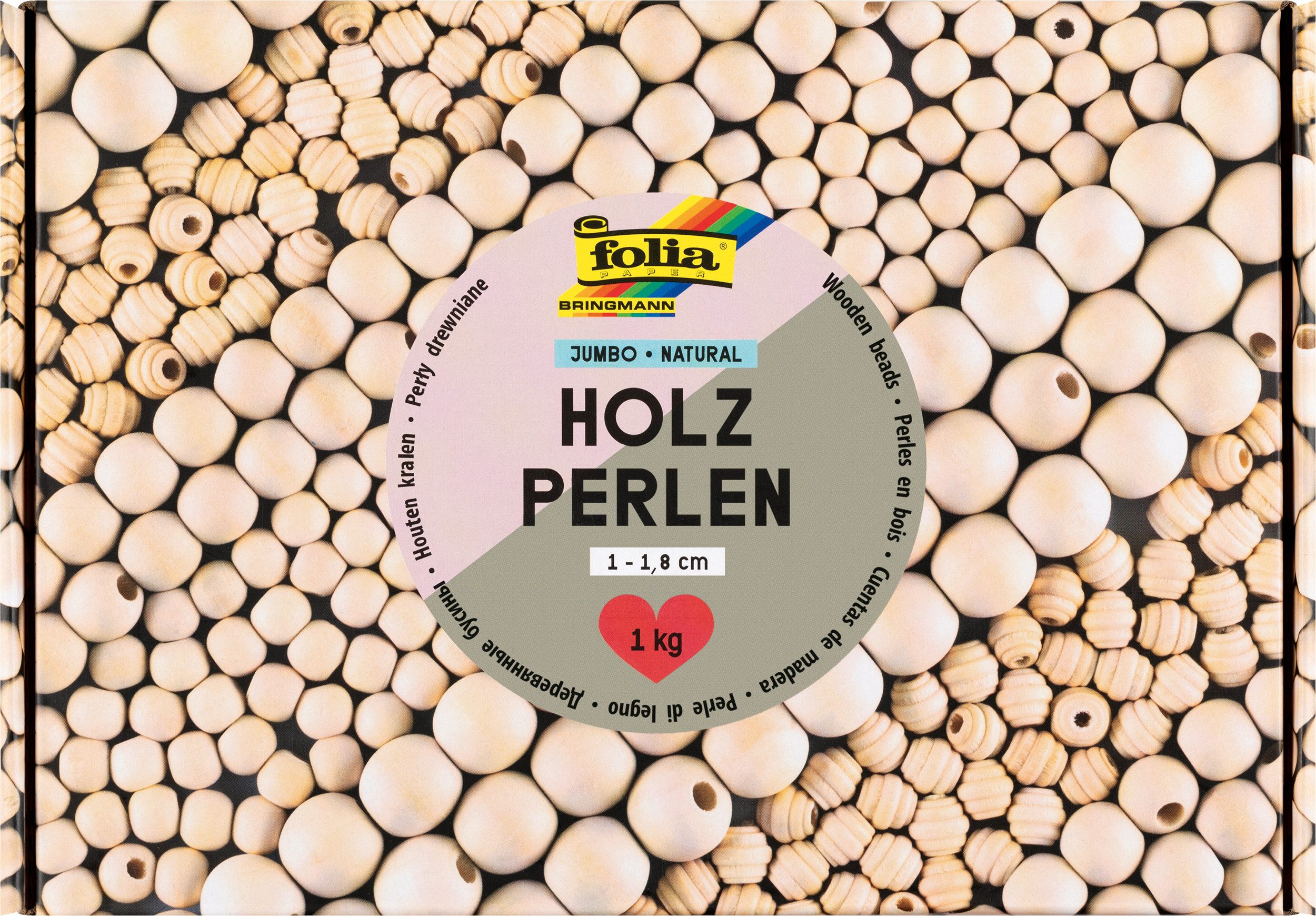Folia Bastelperlen Holzperlen Jumbo Pack "Natural", 1 kg